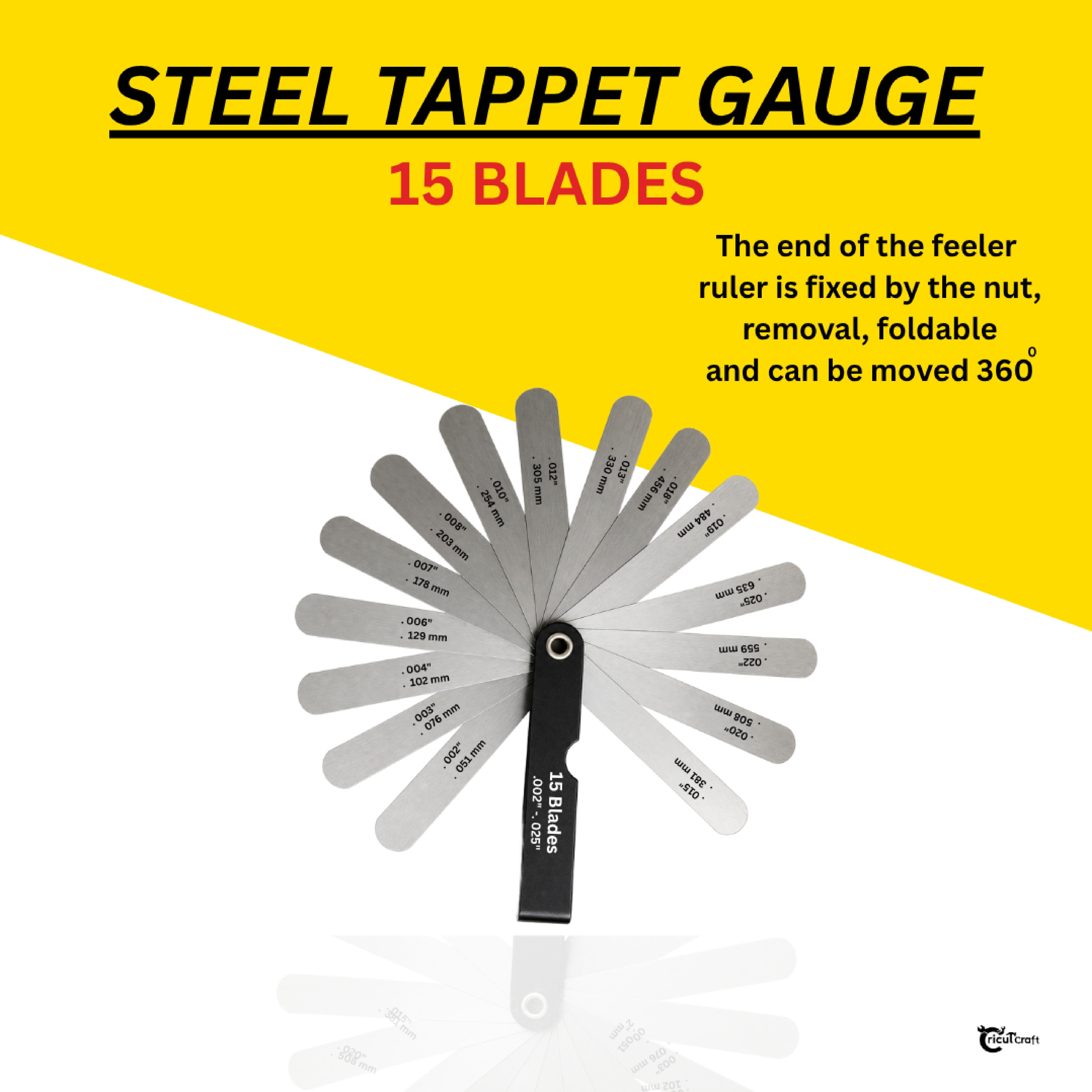 15 Blade Metric Feeler Gauge 0.002'–0.025" Valve Clearance,Tappet Adjustment T1I Marking Gauge-image-49