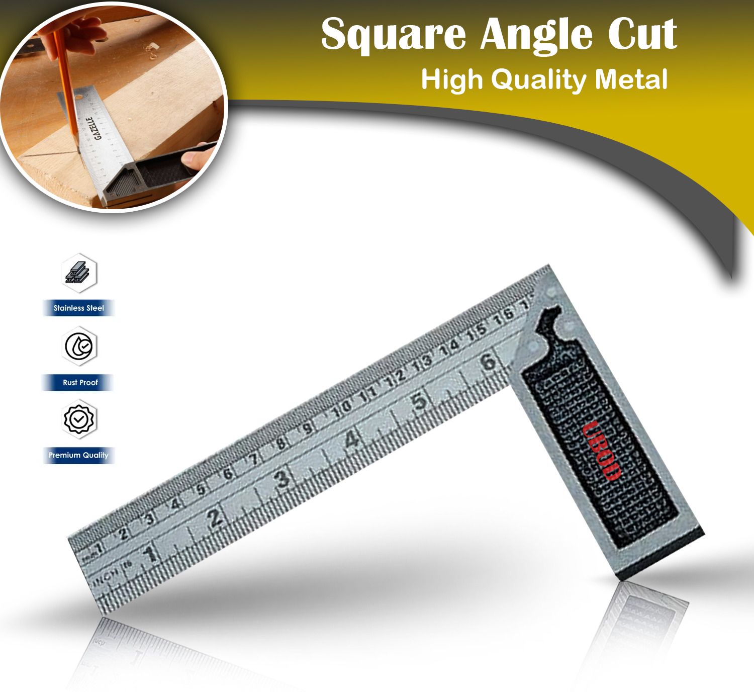 Tri Square Tool 90 Degrees Right Angle Ruler 6 Inch Tri-Square-image-28