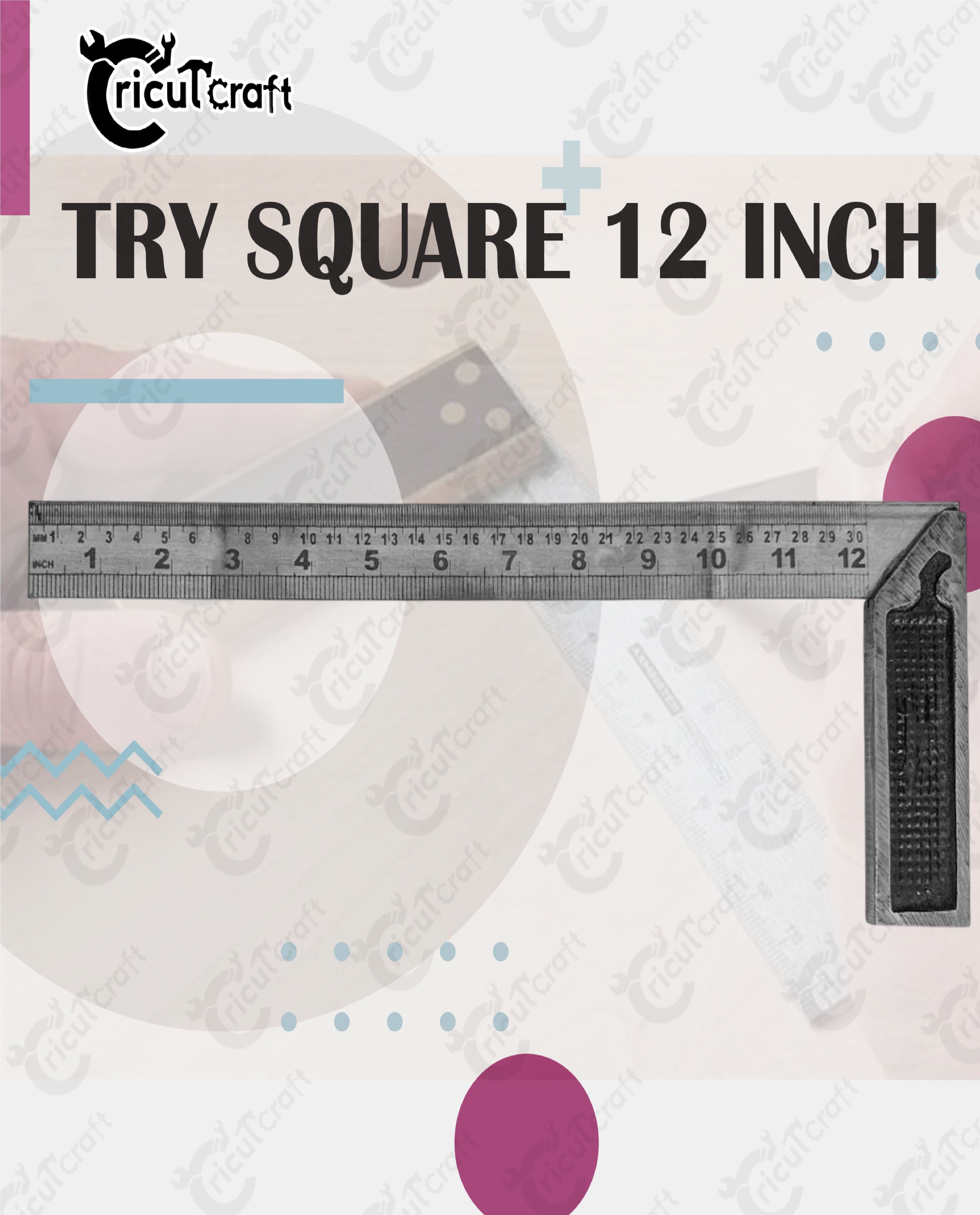 Carpenter try square 12inch steel ruler scale heavy duty 90 degree GU_12_INC Tri-Square-image-19