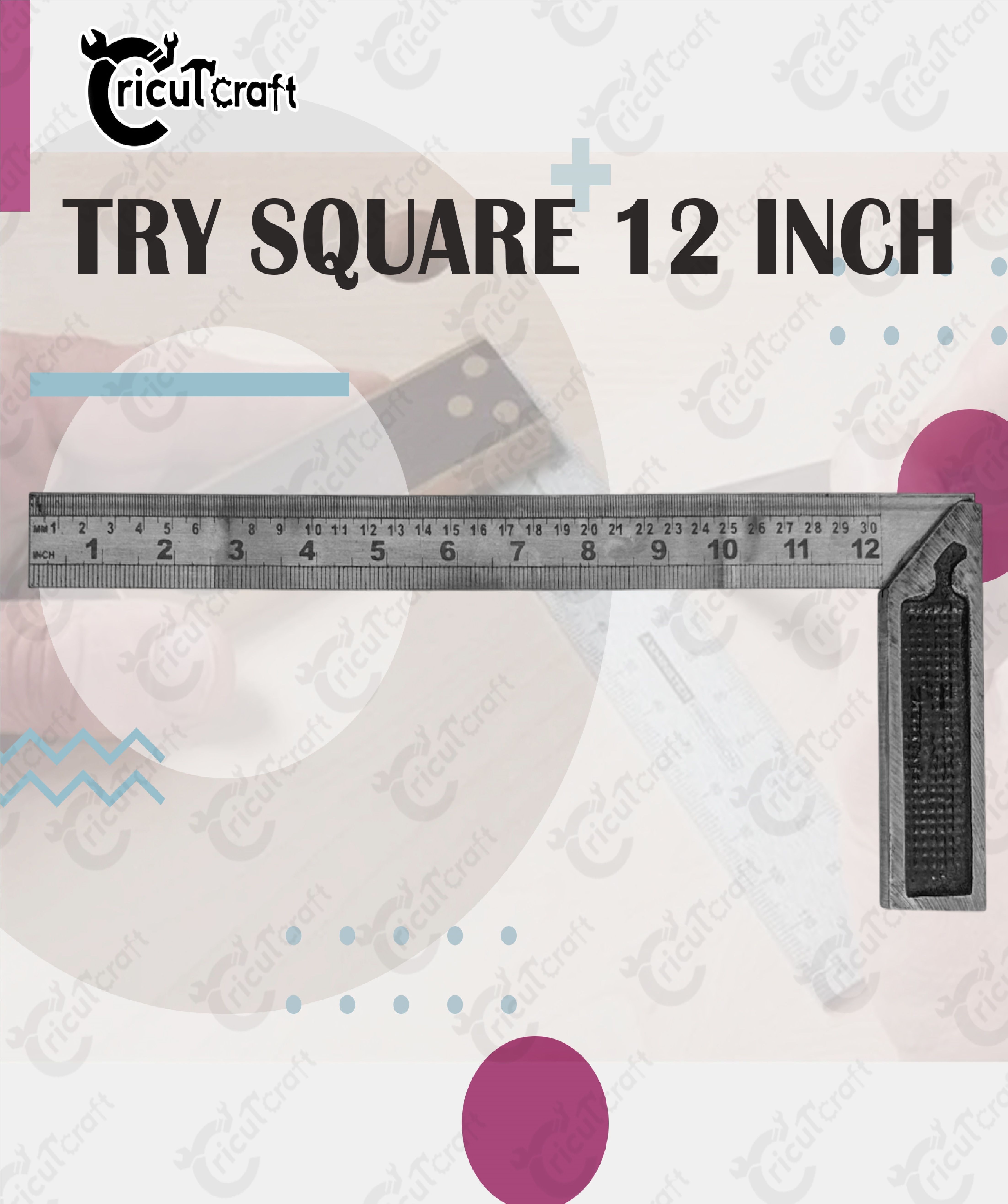 Carpenter try square 12inch steel ruler scale heavy duty 90 degree GU_12_INE Tri-Square-image-37