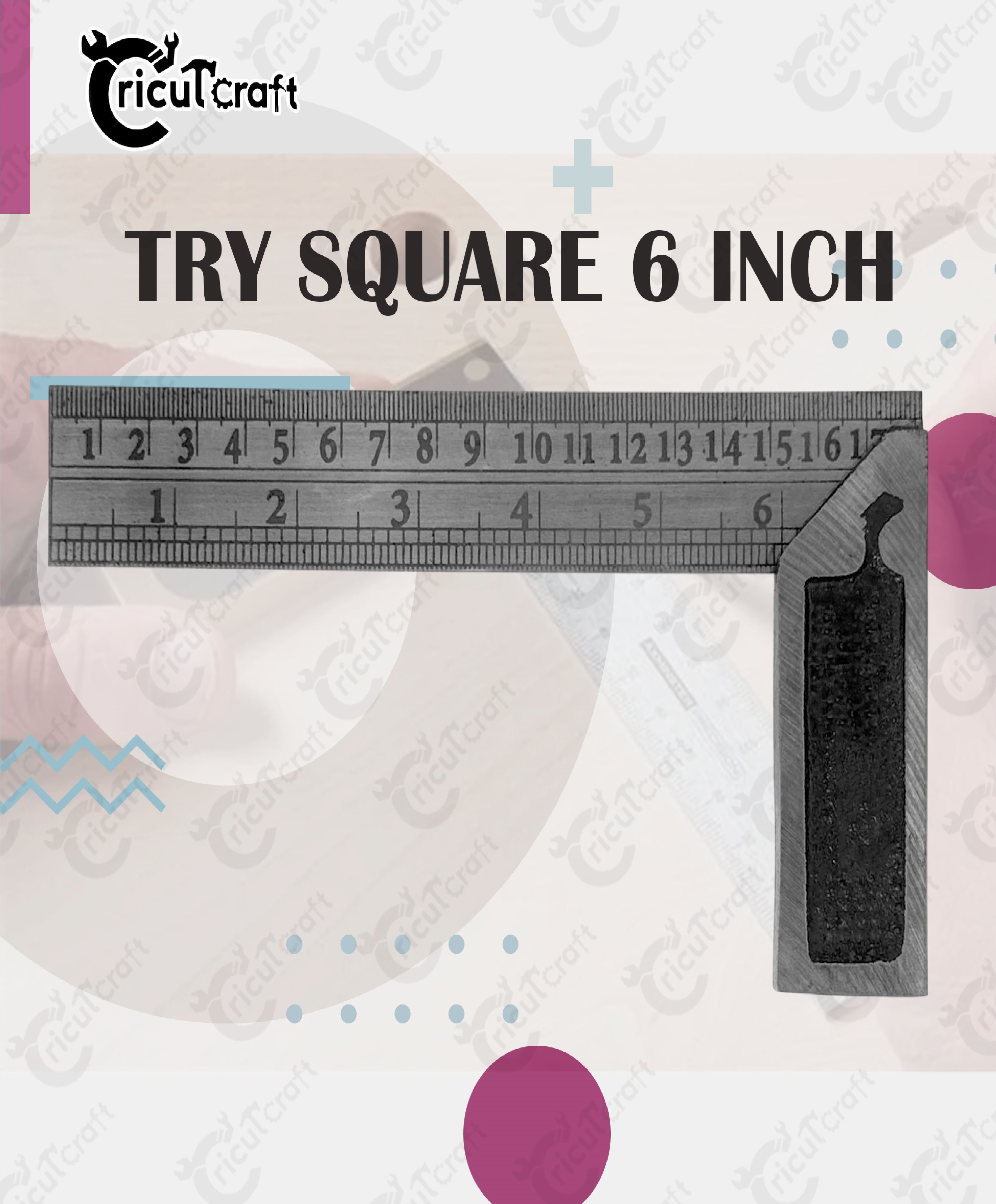 Carpenter try square 6inch steel ruler scale heavy duty 90 degree GU_06_INE Tri-Square-image-34