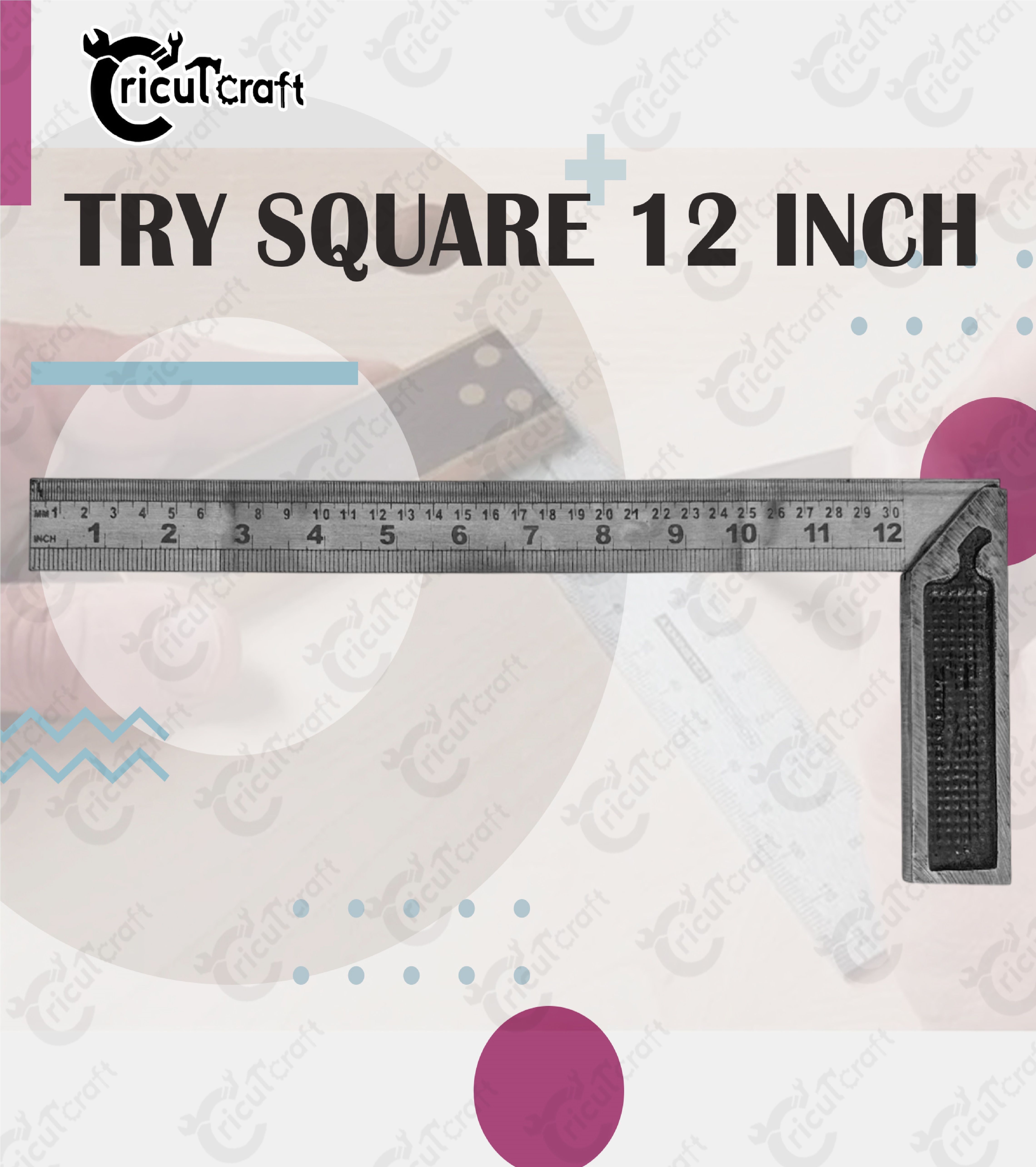 Carpenter try square 12inch steel ruler scale heavy duty 90 degree GU_12_INS Tri-Square-image-40