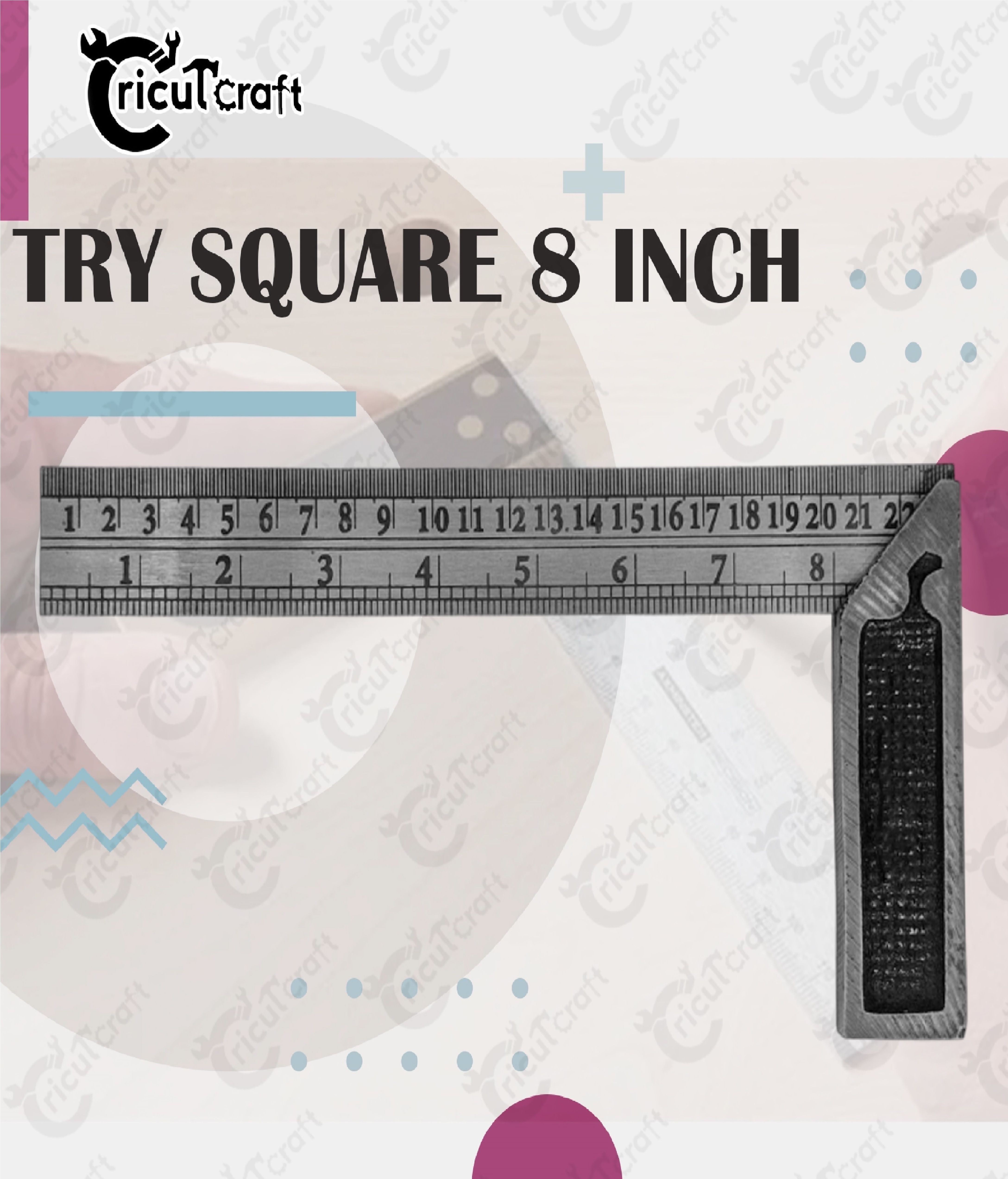cricutcraft Carpenter try square 8inch steel ruler scale heavy duty 90 degree GU_8_IND Tri-Square-picture-46