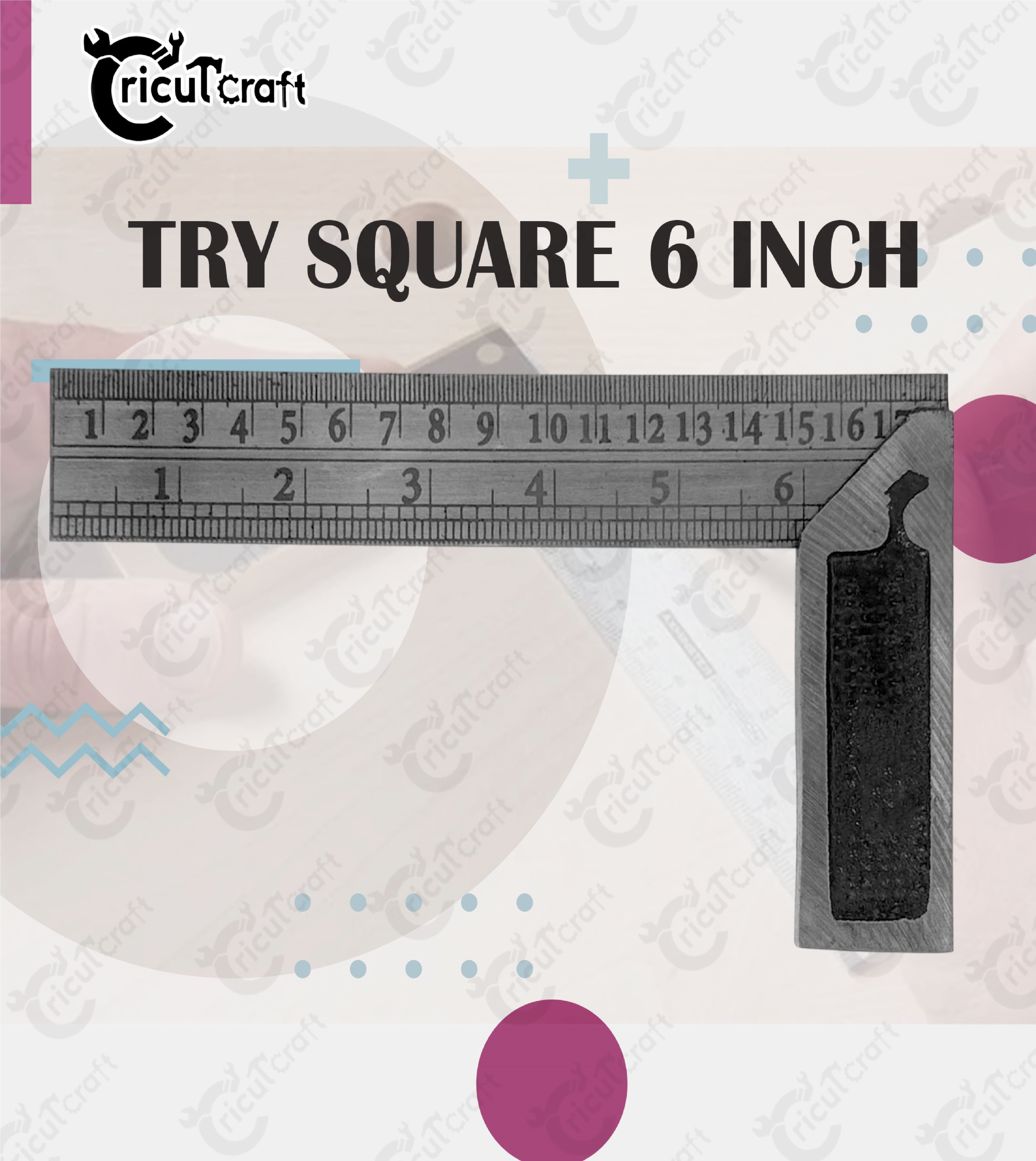 Carpenter try square 6inch steel ruler scale heavy duty 90 degree GU_06_INI Tri-Square-image-48