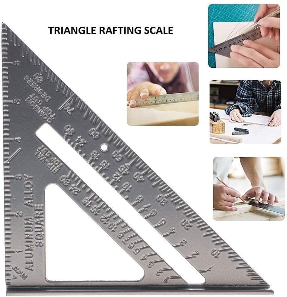 Double Side Scale Stainless Steel Metric Inch Triangle Ruler Measurement Hand Tri-Square-image-45