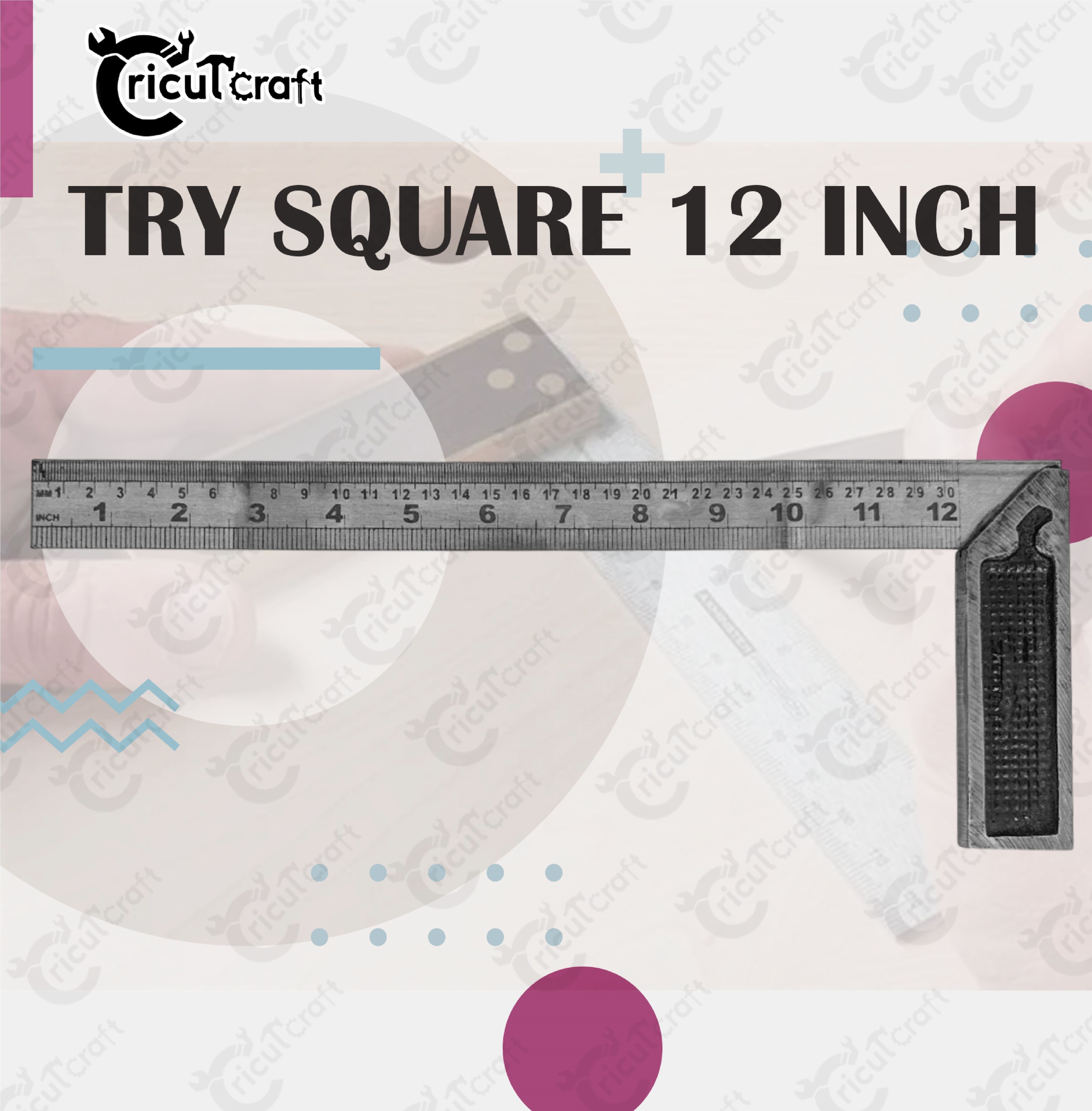 Carpenter try square 12inch steel ruler scale heavy duty 90 degree GU_12_INN Tri-Square-image-39