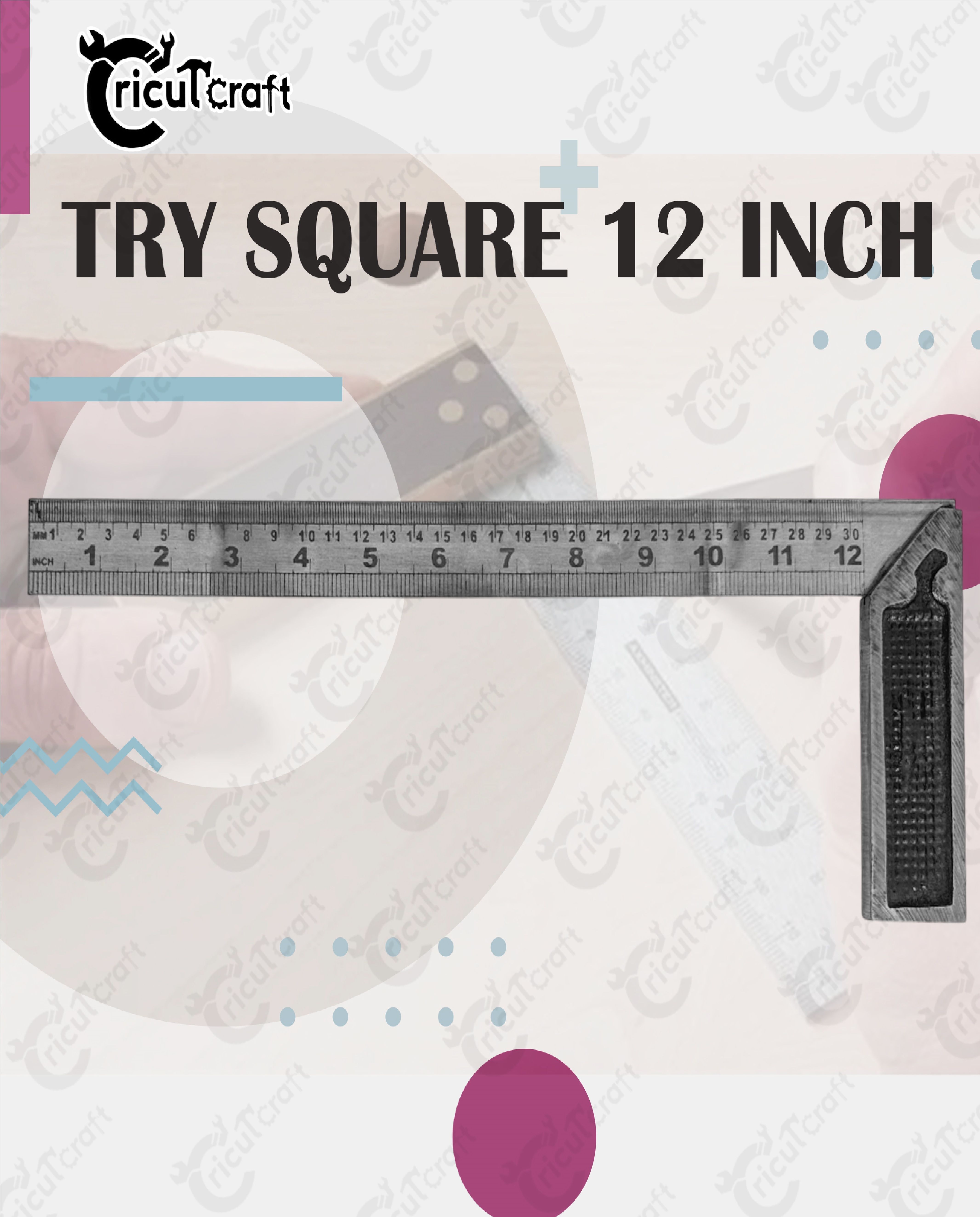 Carpenter try square 12inch steel ruler scale heavy duty 90 degree GU_12_INZ Tri-Square-image-43