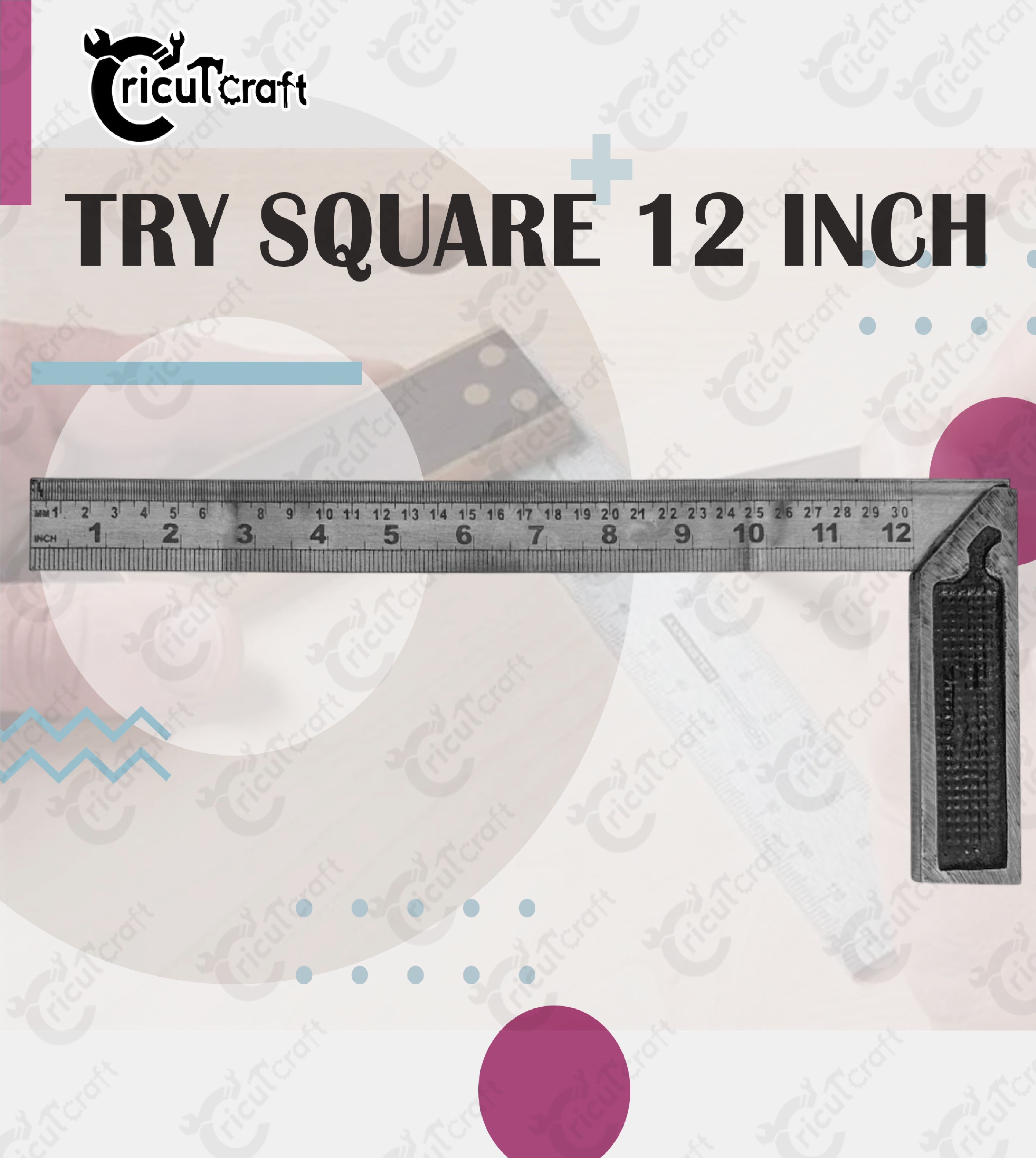 Carpenter try square 12inch steel ruler scale heavy duty 90 degree GU_12_INT Tri-Square-image-44