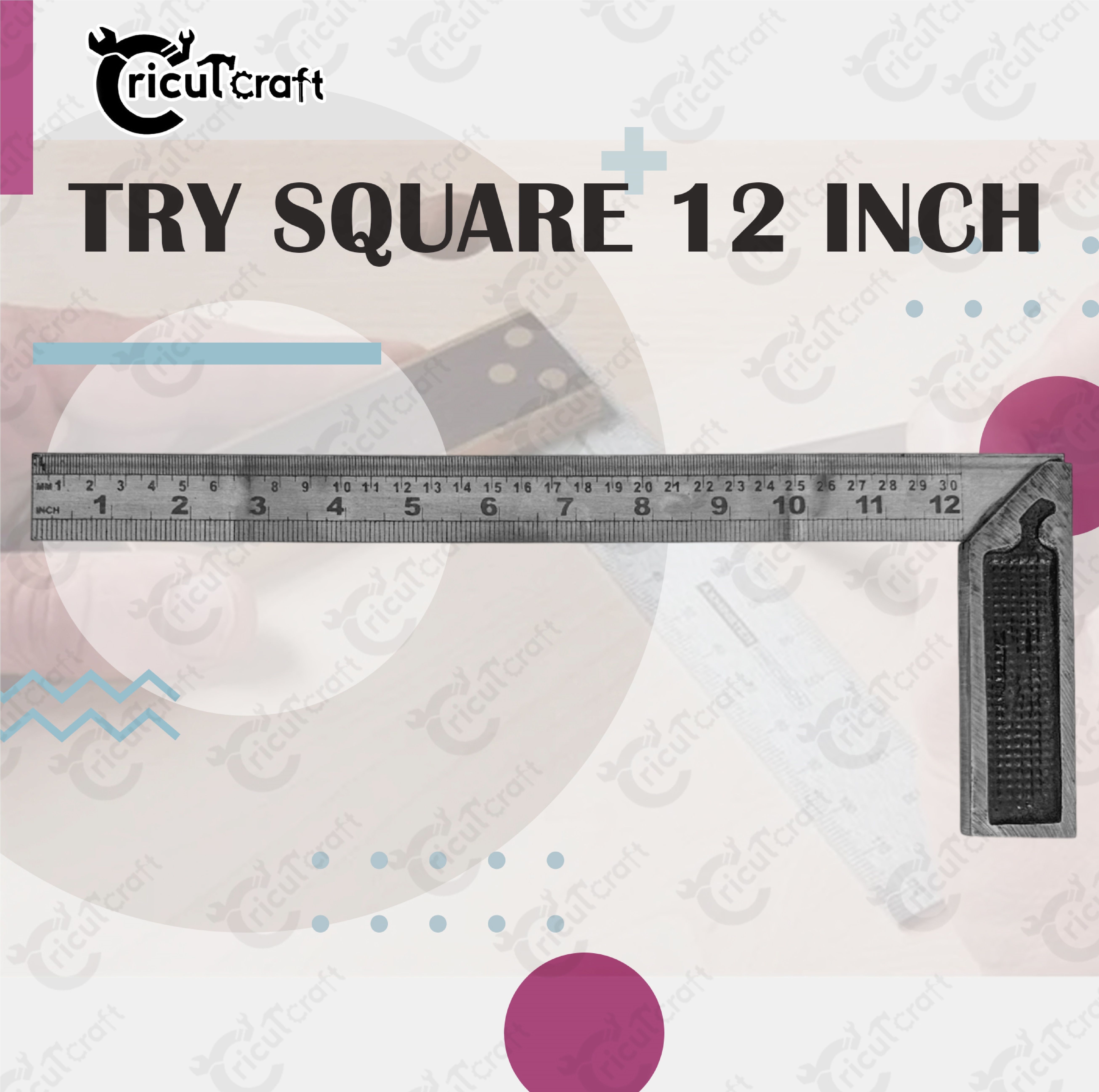 Carpenter try square 12inch steel ruler scale heavy duty 90 degree GU_12_INK Tri-Square-image-48