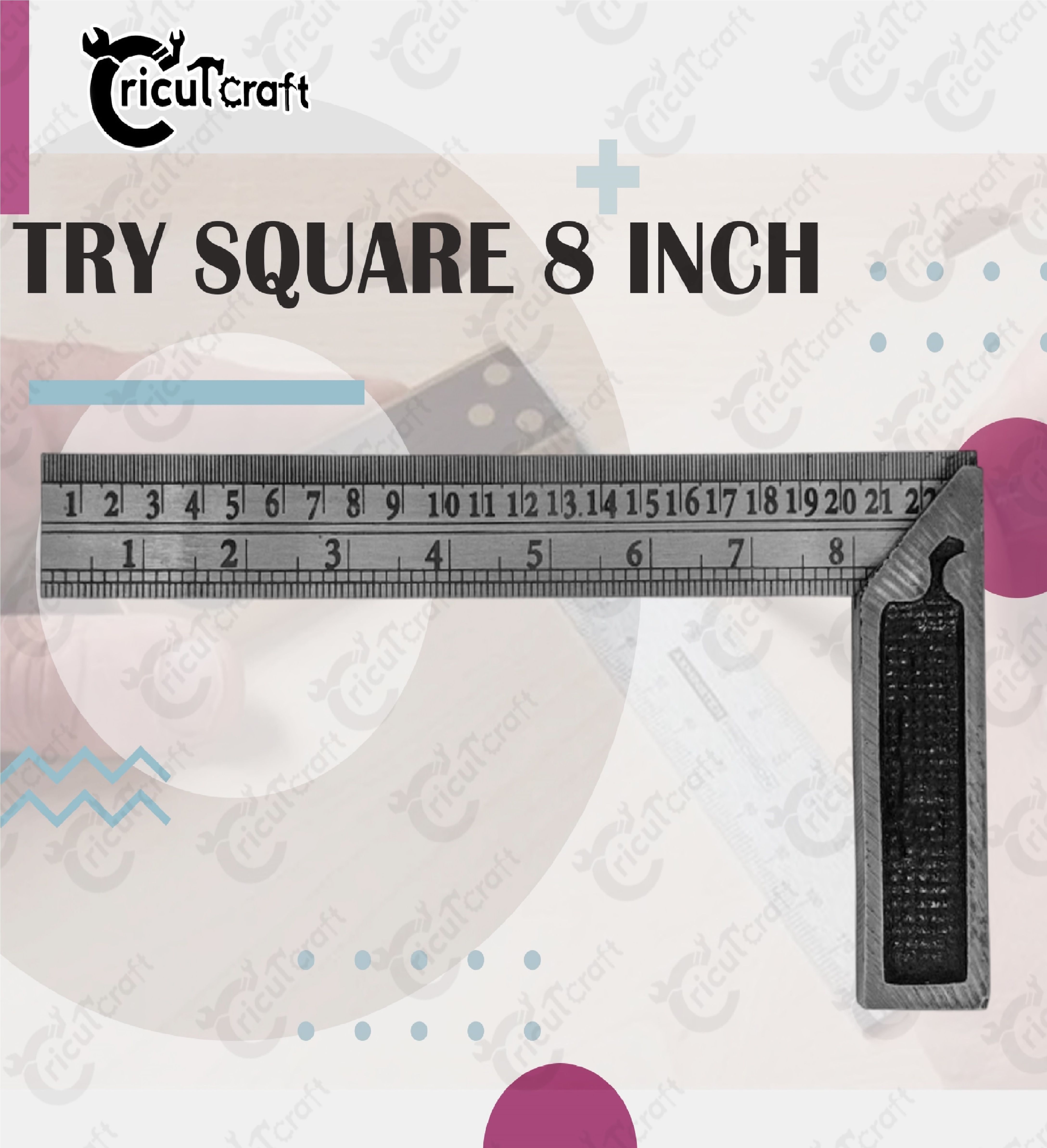 cricutcraft Carpenter try square 8inch steel ruler scale heavy duty 90 degree GU_8_INB Tri-Square-picture-25