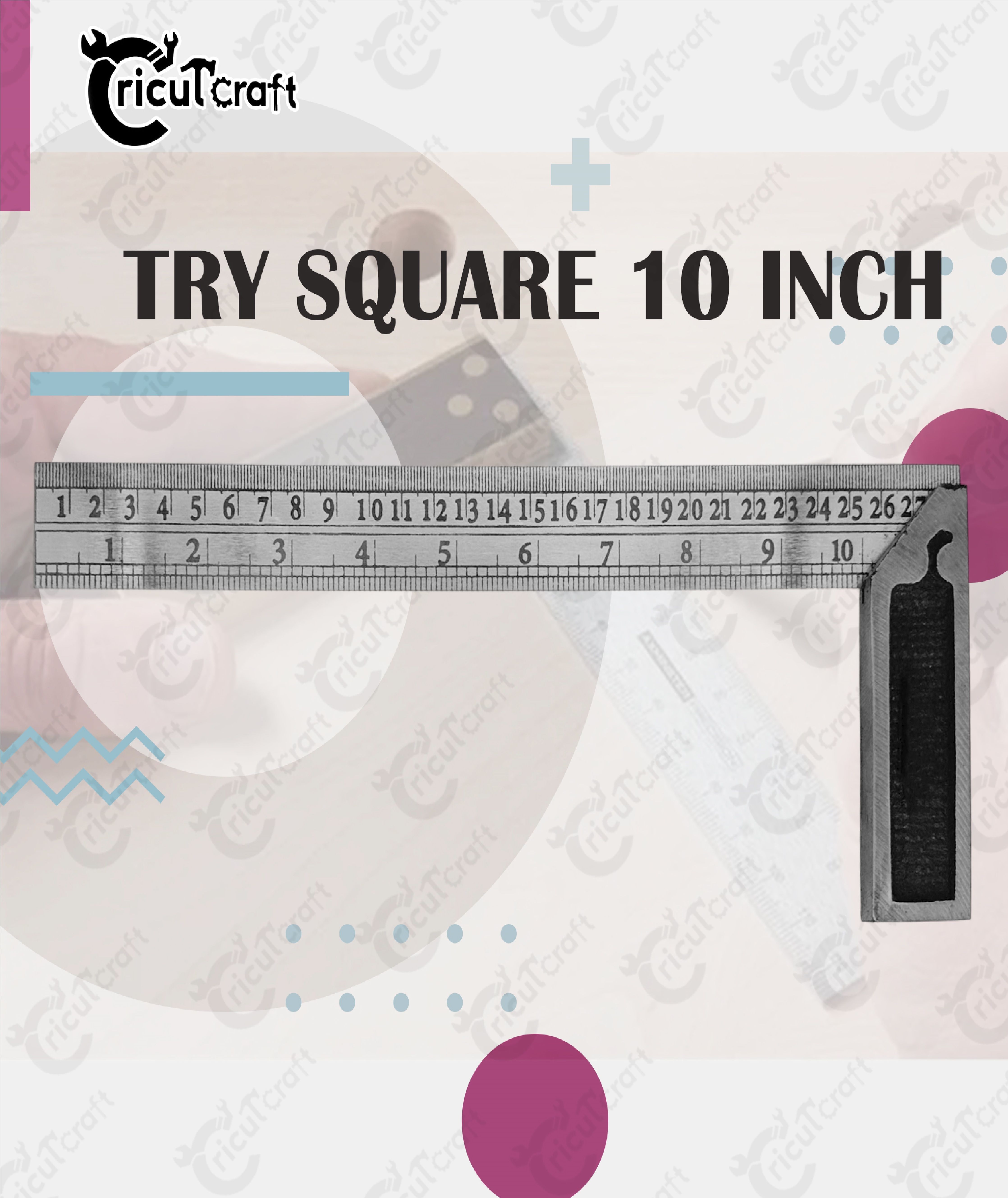 cricutcraft Carpenter try square 10inch steel ruler scale heavy duty 90 degree GU_10_INV Tri-Square-picture-33