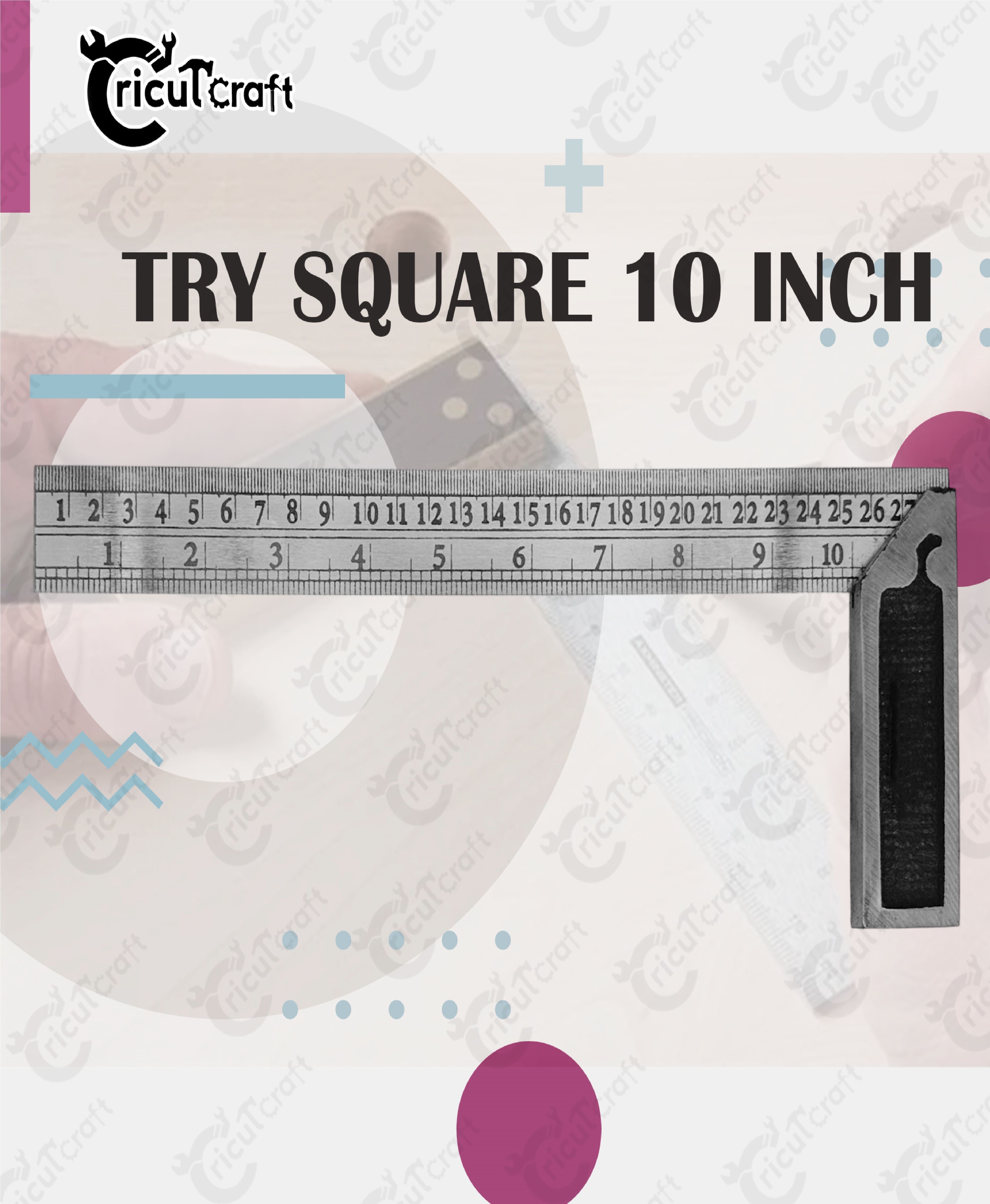 Carpenter try square 10inch steel ruler scale heavy duty 90 degree GU_10_INB Tri-Square-image-32