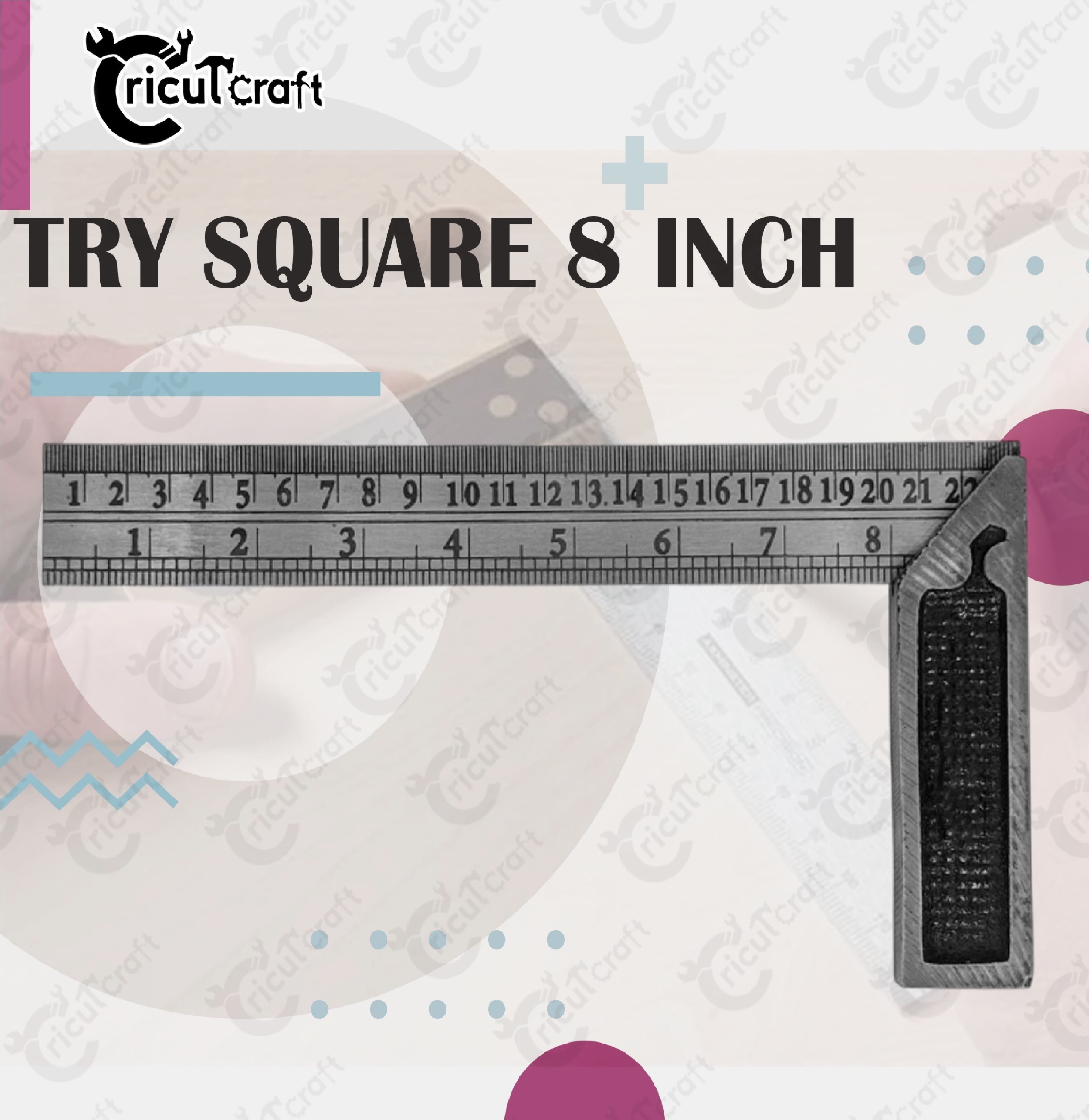 cricutcraft Carpenter try square 8inch steel ruler scale heavy duty 90 degree GU_8_INV Tri-Square-picture-34