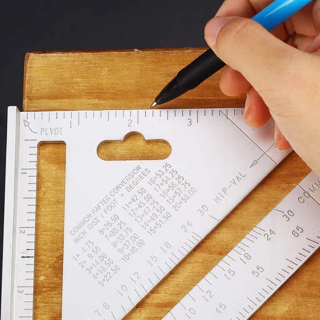 Double Side Scale Aluminium Alloy Metric Inch Triangle Measurement Hand Tool | Speed Square tool Carpenter | Protractor Ruler Tri-Square-image-23