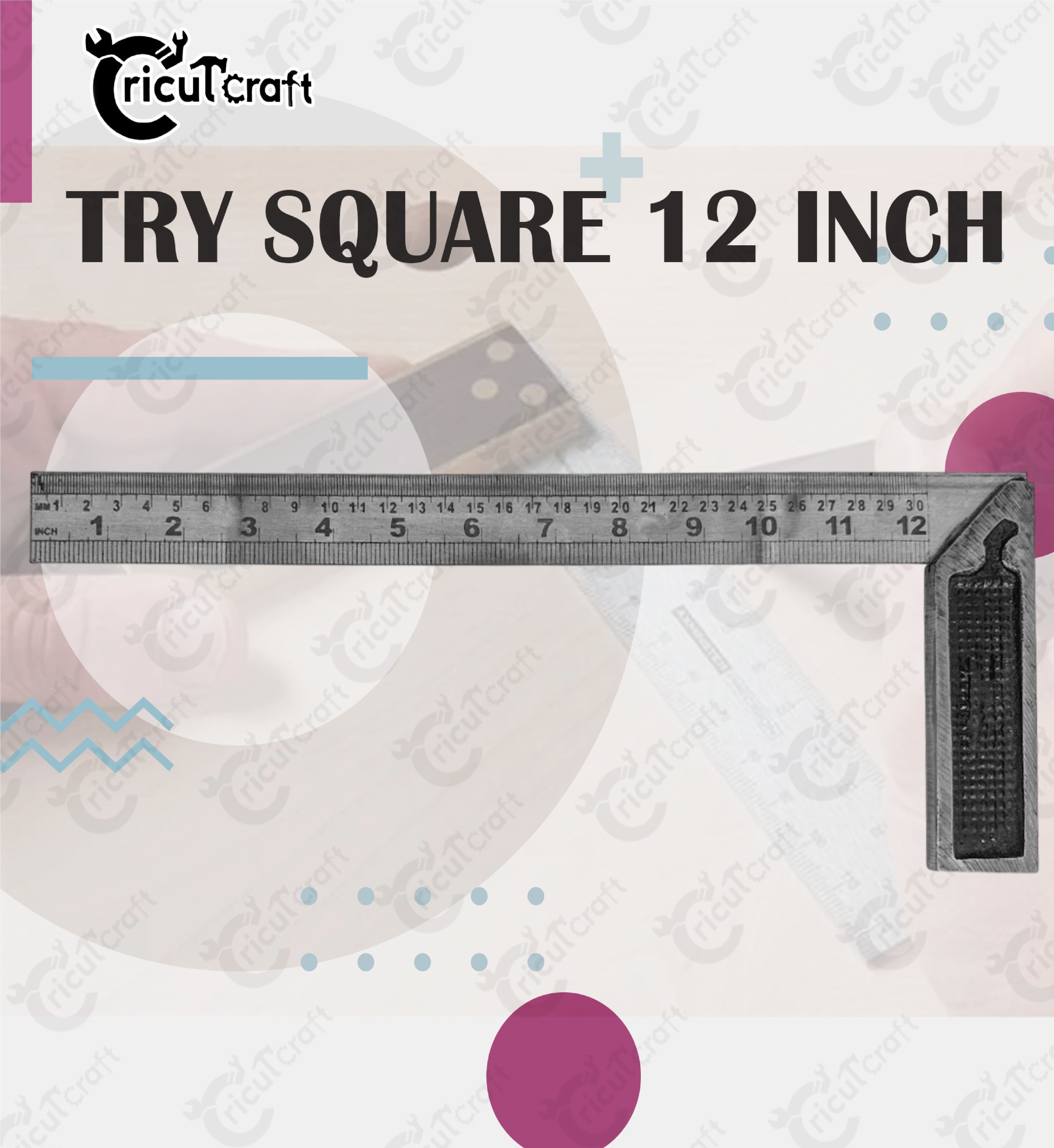 Carpenter try square 12inch steel ruler scale heavy duty 90 degree GU_12_INH Tri-Square-image-36