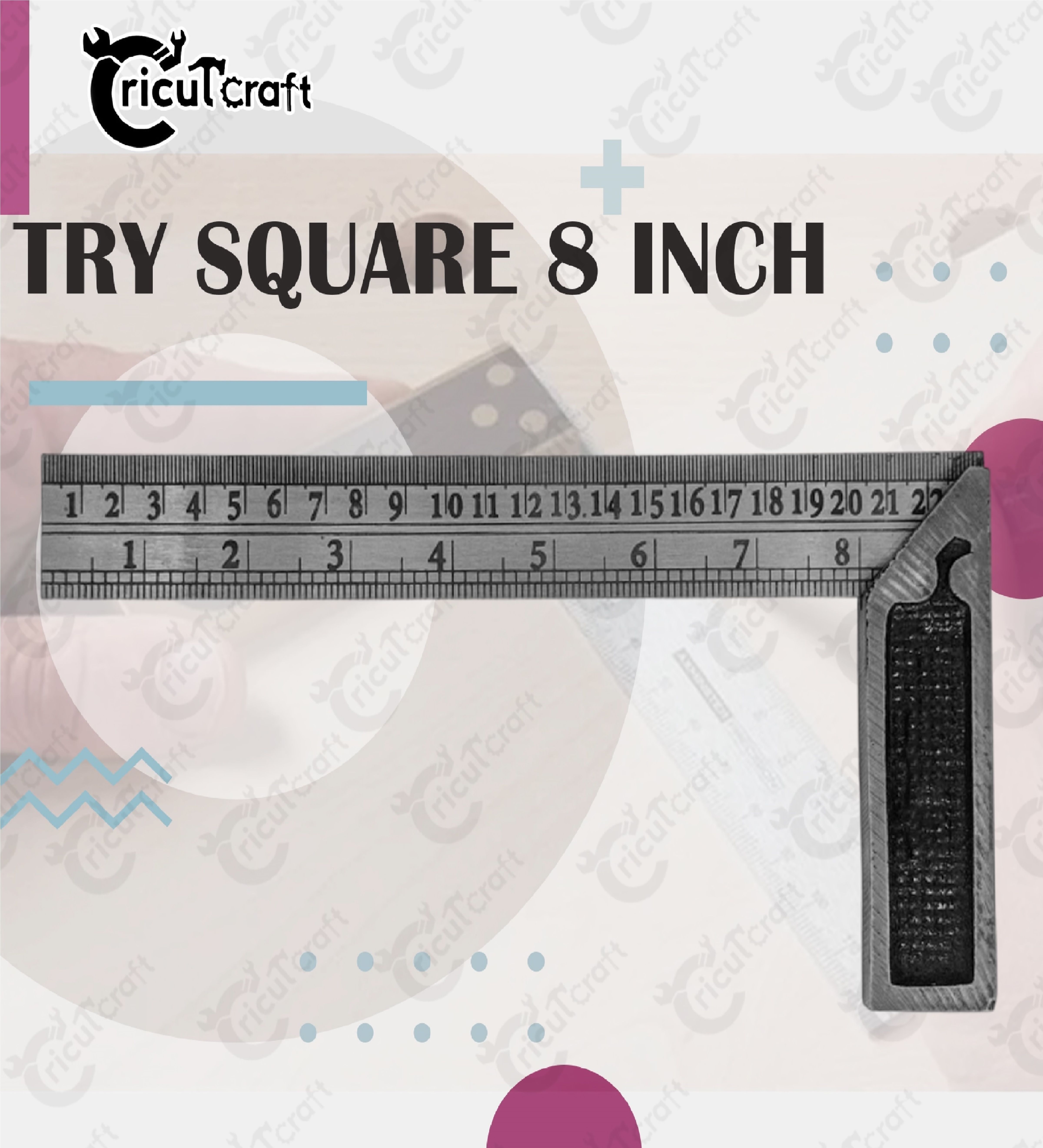 cricutcraft Carpenter try square 8inch steel ruler scale heavy duty 90 degree GU_8_INK Tri-Square-picture-21