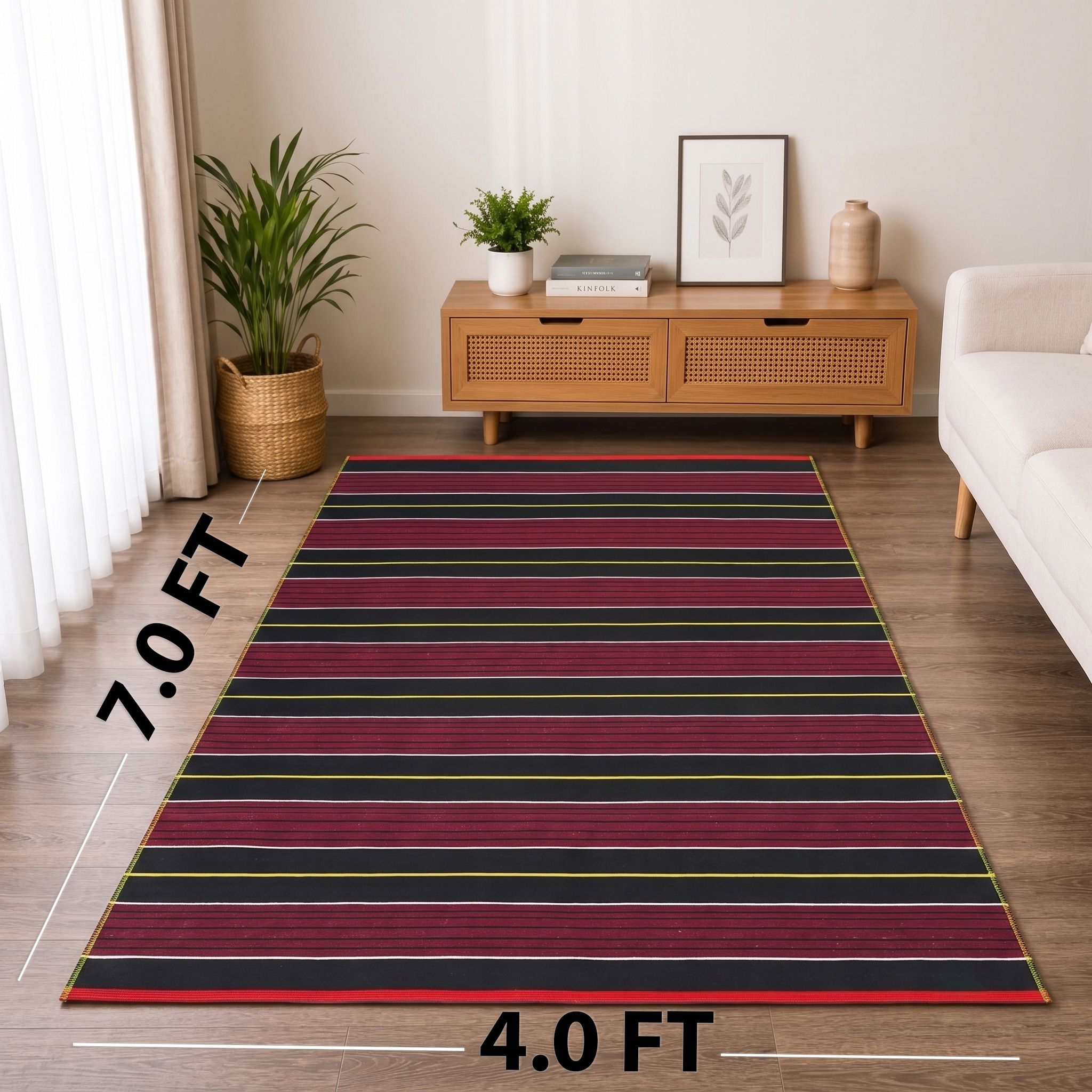 zeid handlooms 4 ft X 7 ft Cotton Dhurrie-picture-29