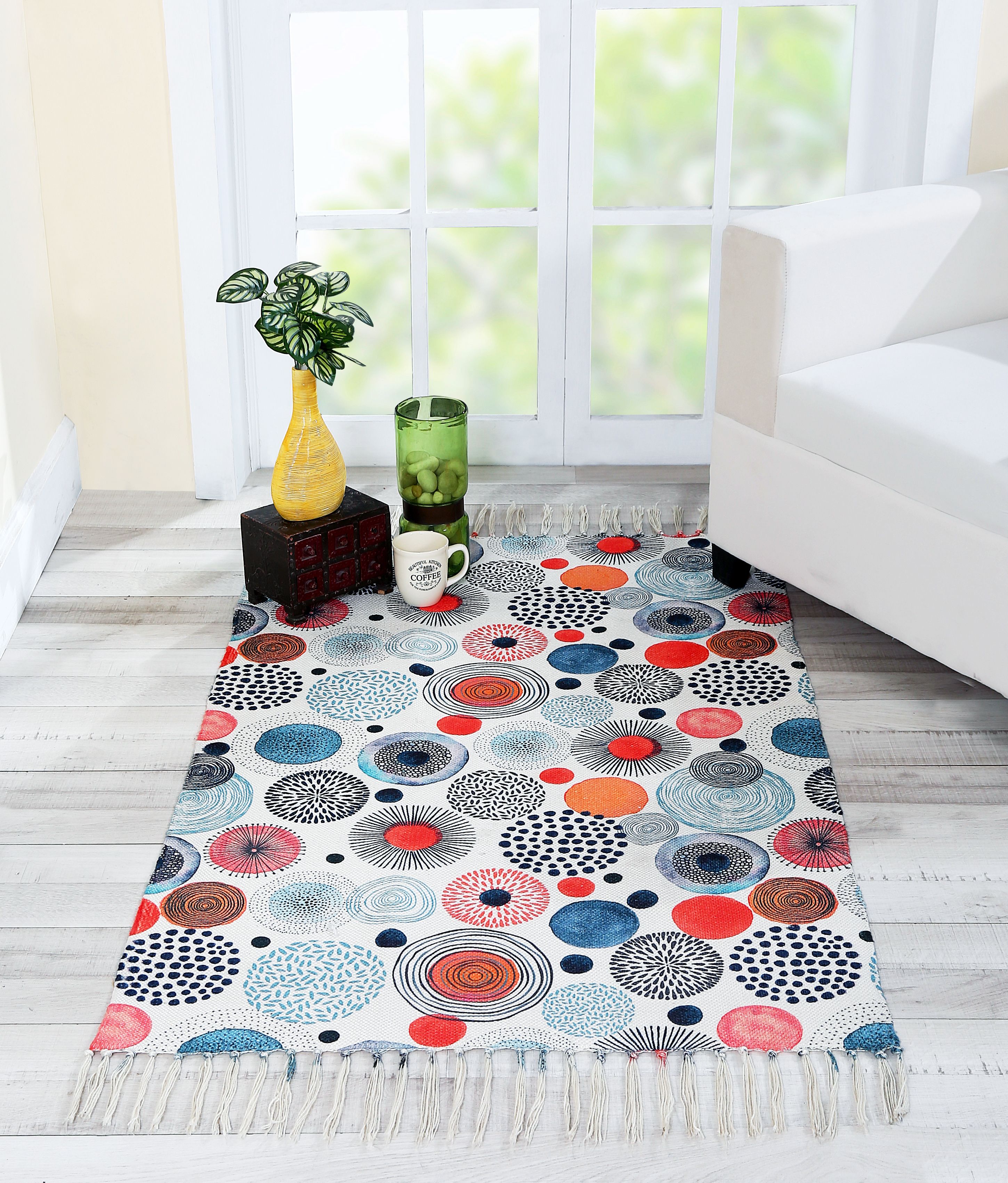 fabane White Polyester Dhurrie-picture-18
