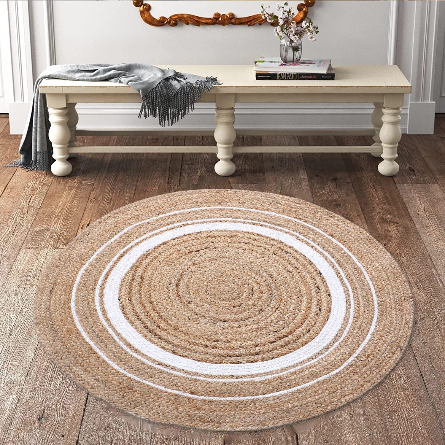 kuber industries White, Beige Jute Carpet-picture-12