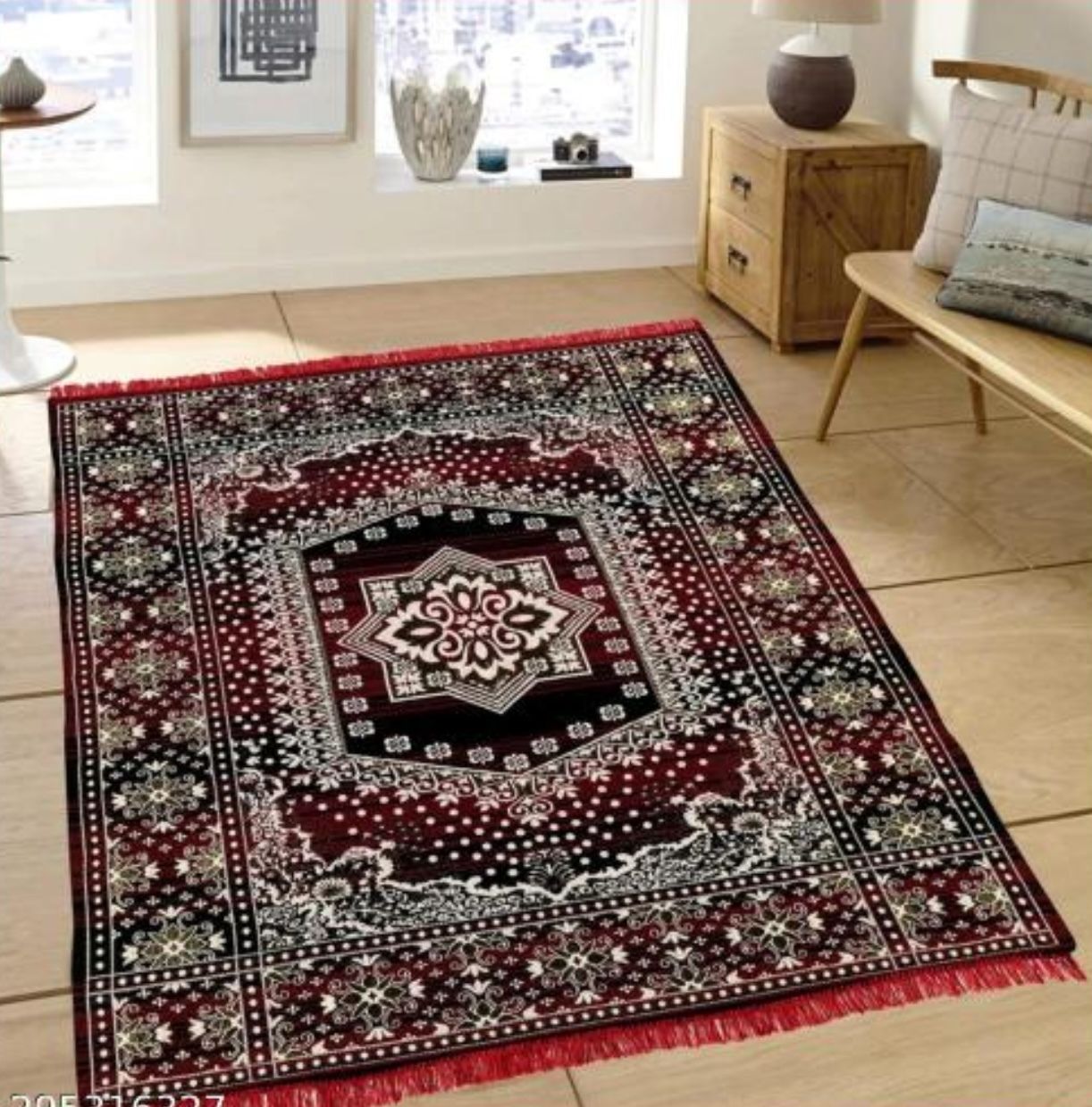 Red, Black Cotton Dhurrie