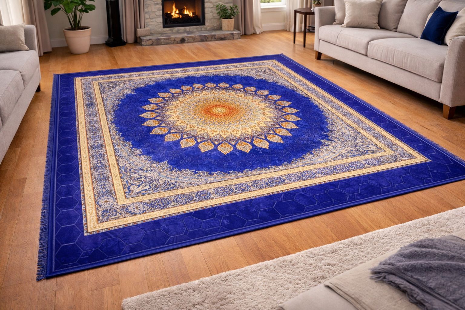 uttam products 152.4 cm X 213.36 cm Velvet Carpet-picture-21