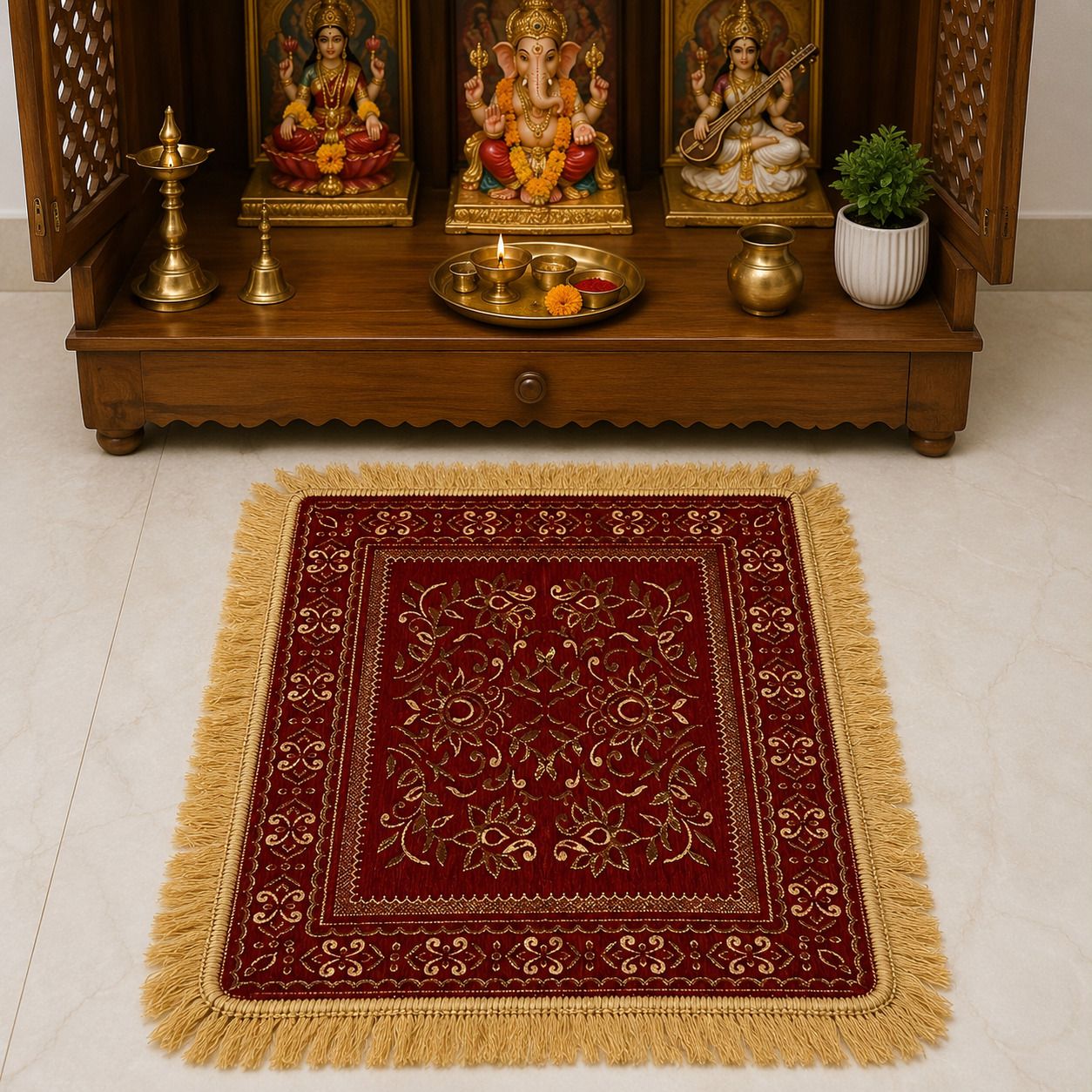 raghav textile 60 cm X 60 cm Chenille Area Rug-picture-16