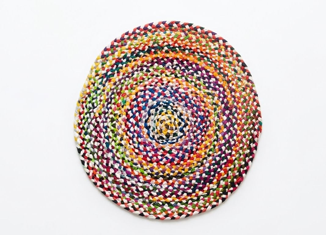 HNRP Rugs|HandLoom Reversible Cotton Round|70cm Diameter|Carpet for Room & Hall Indoor and Outdoor Rug Pad-picture-34