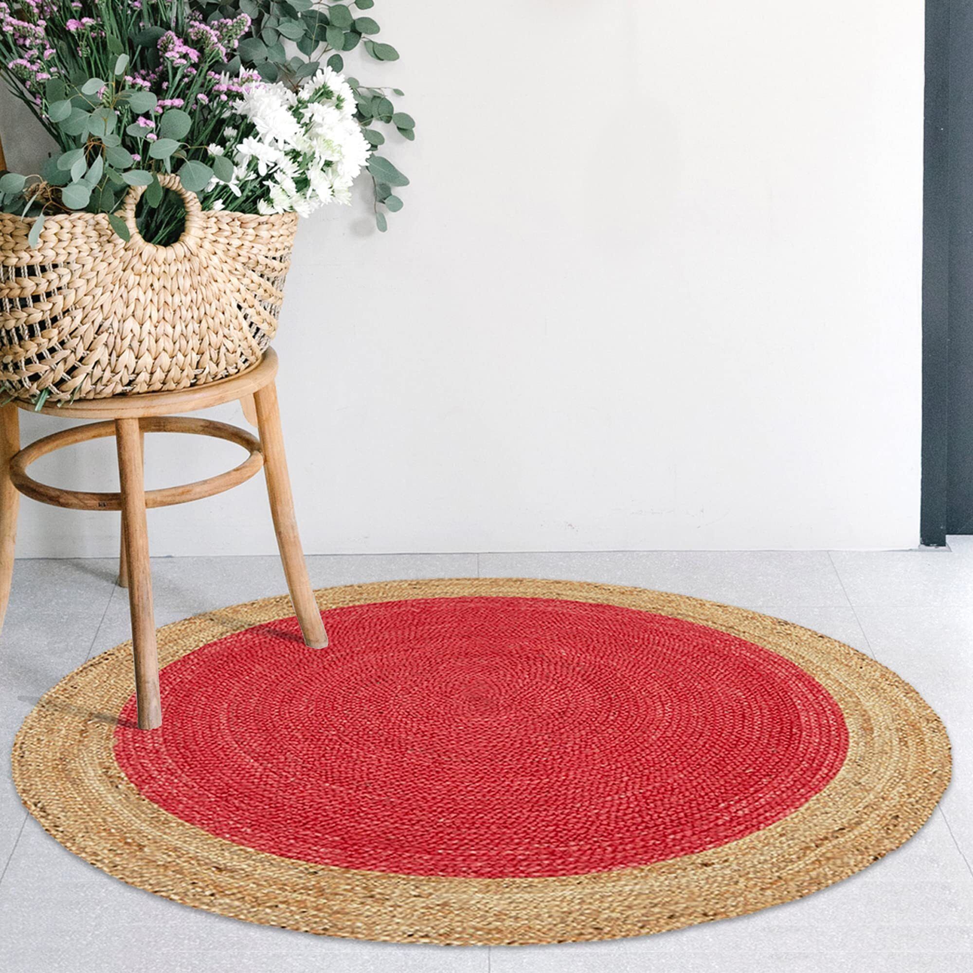 habereindia 122 cm X 122 cm Jute Area Rug-picture-45