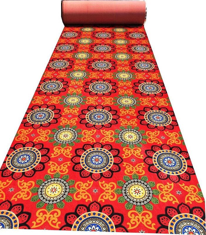 Red, Yellow Synthetic Carpet-image-24