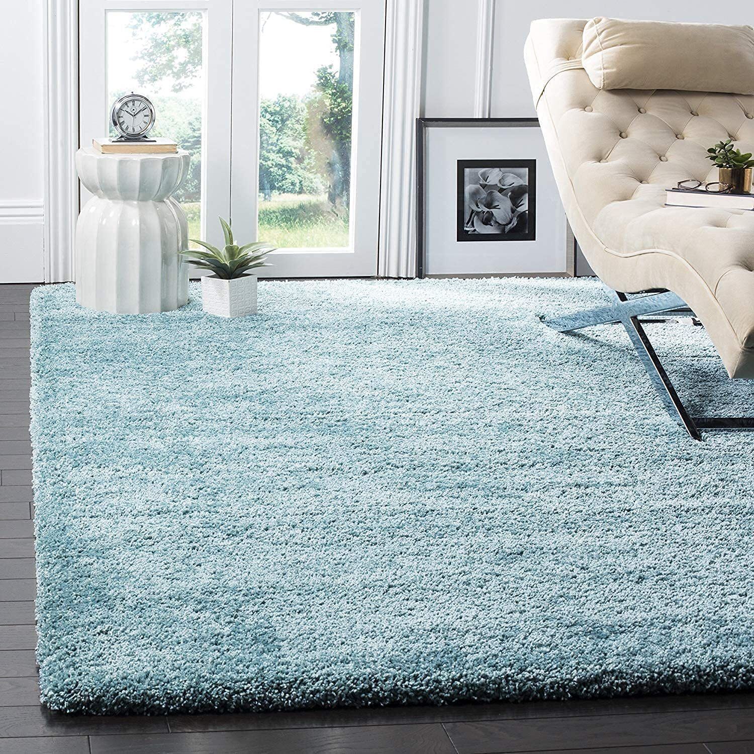 shag weaving Light Blue Polyester Carpet-picture-5