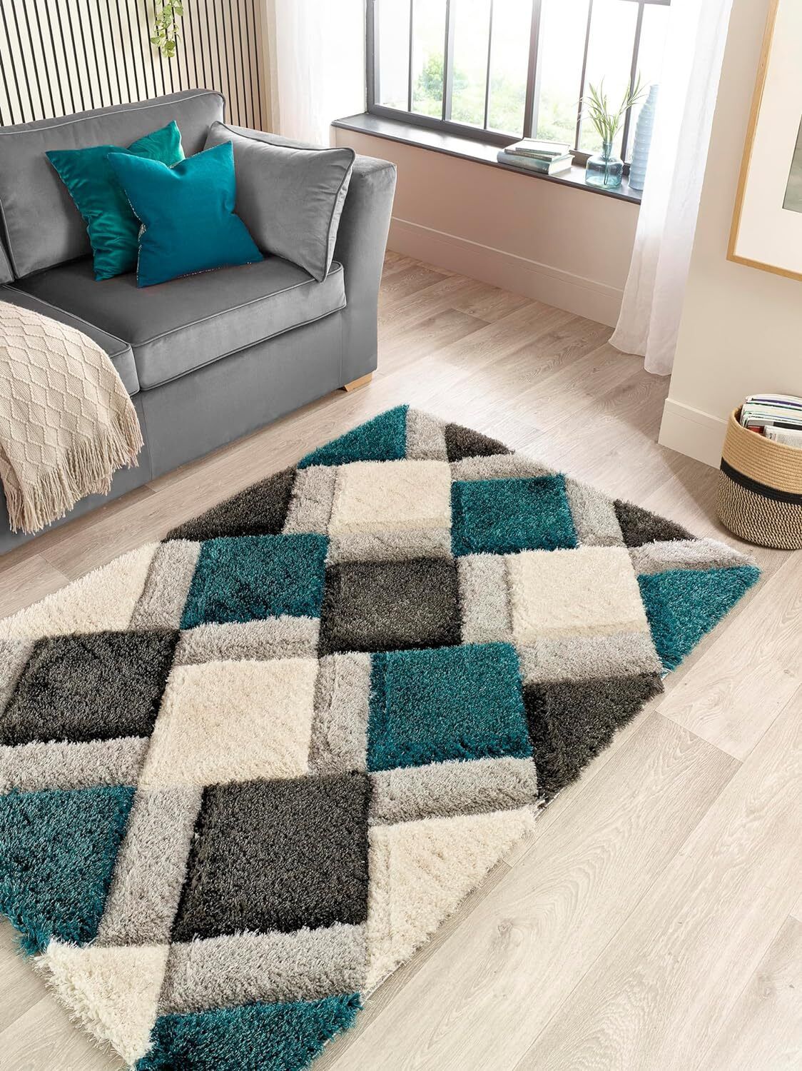Light Blue, Grey, White Polyester Carpet-image-29