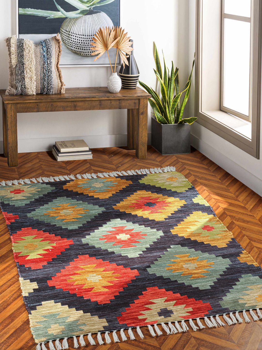 homadorn Multicolor Polyester Dhurrie-picture-12