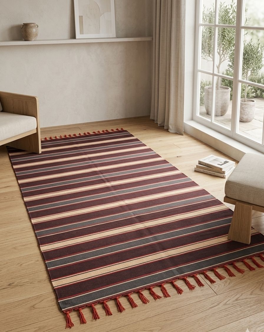 122 cm X 183 cm Cotton Dhurrie-image-7