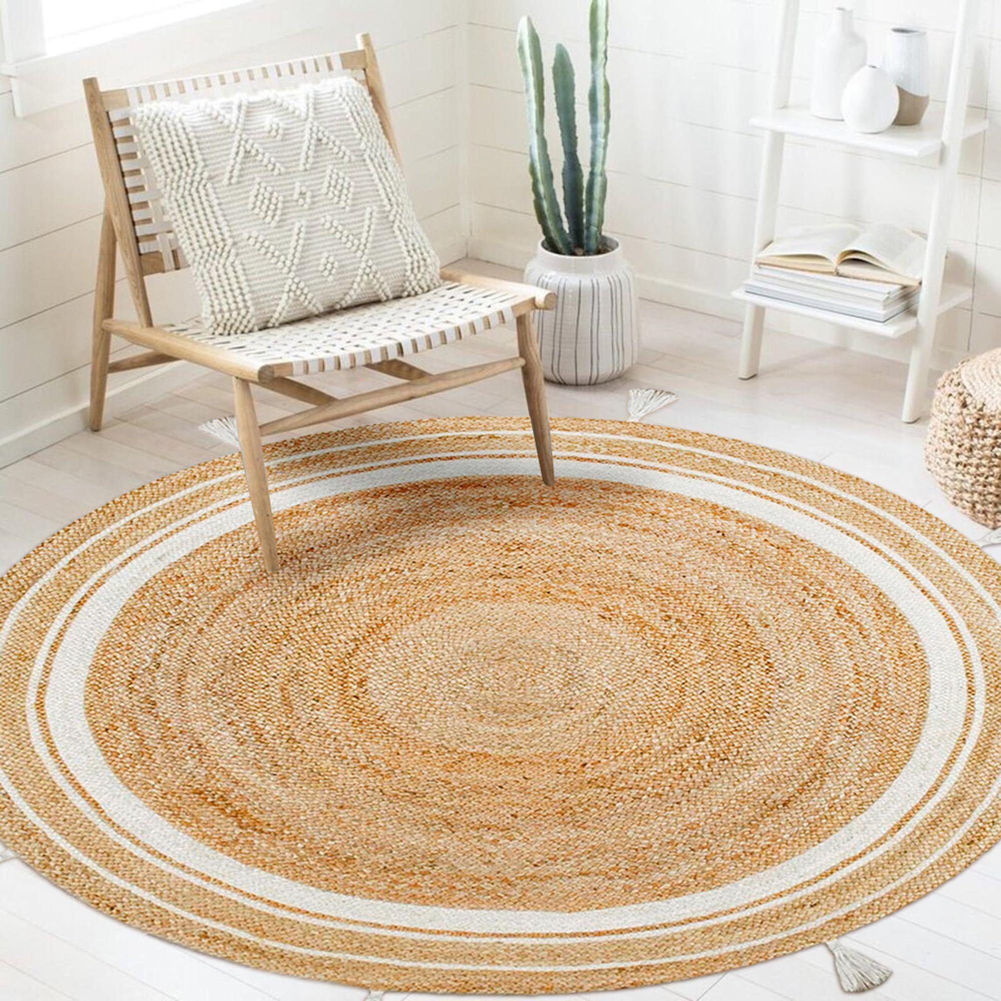 habereindia 91.4 cm X 91.4 cm Jute Area Rug-picture-38