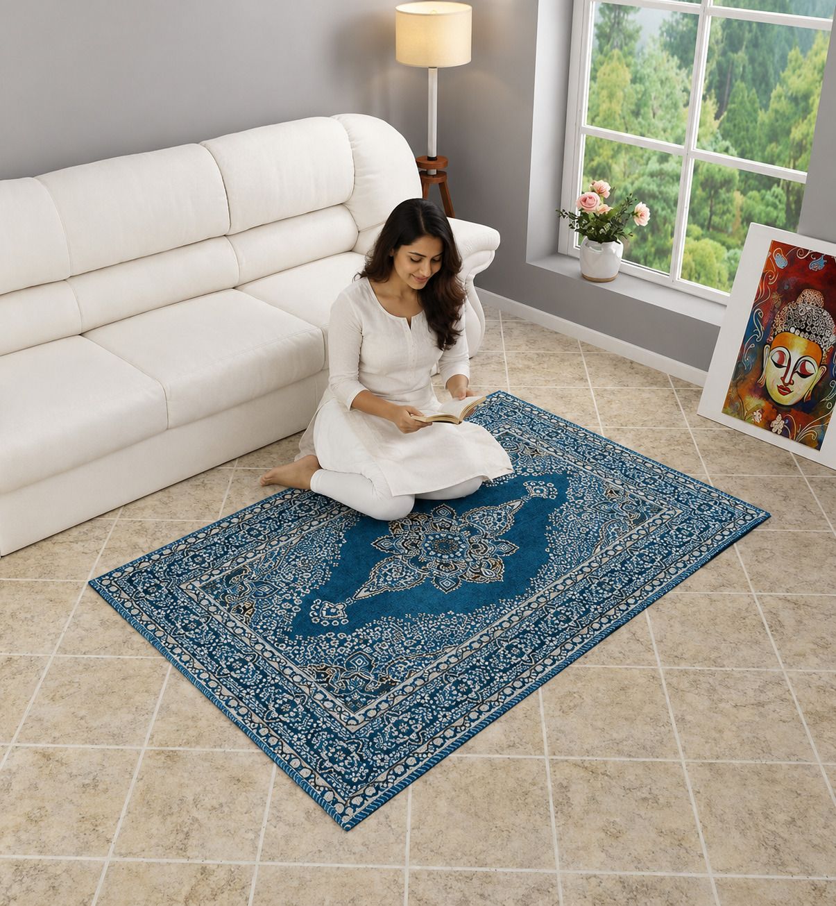 furnishing hut 3 ft X 5 ft Chenille Carpet-picture-14
