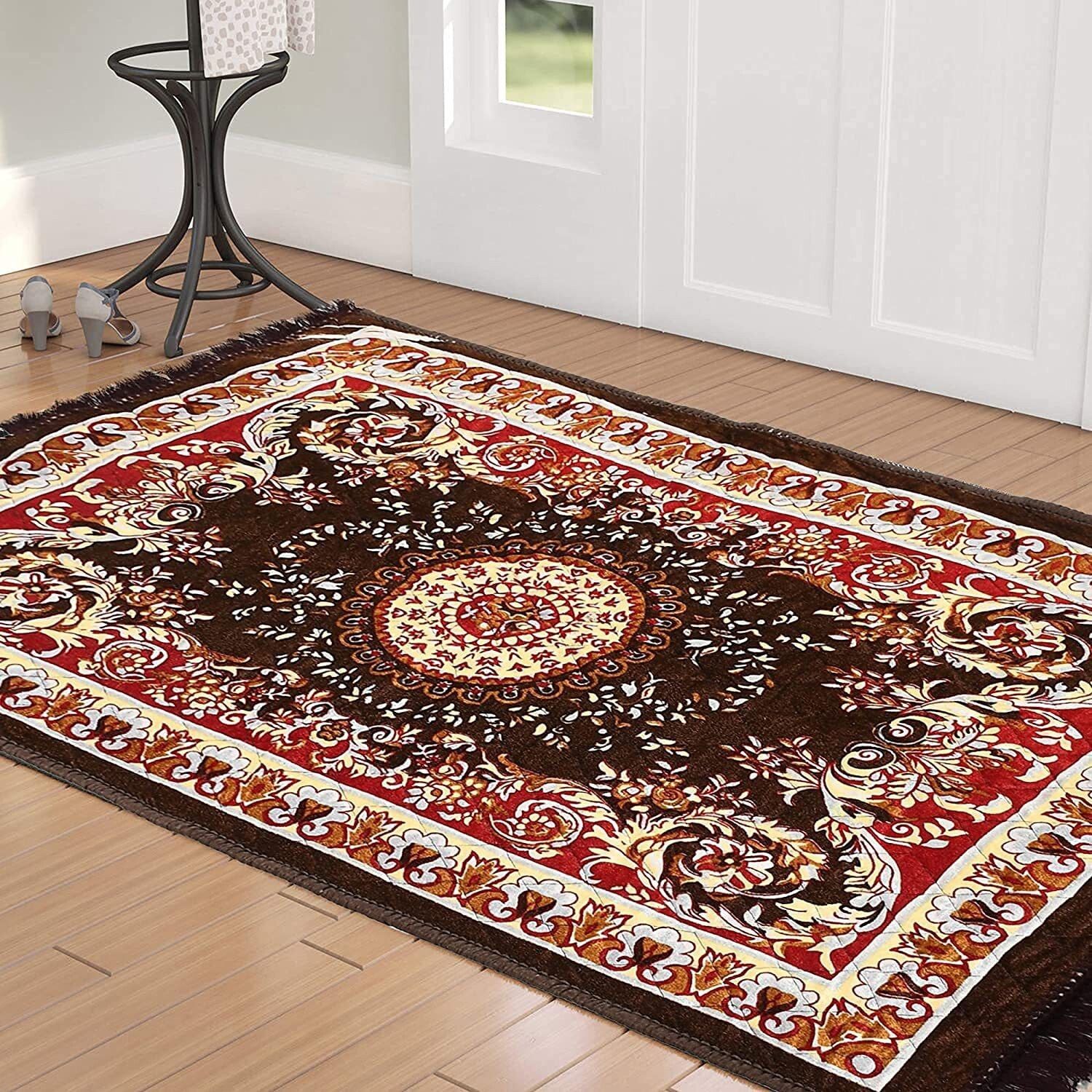 rustic linen Brown Velvet Area Rug-picture-34