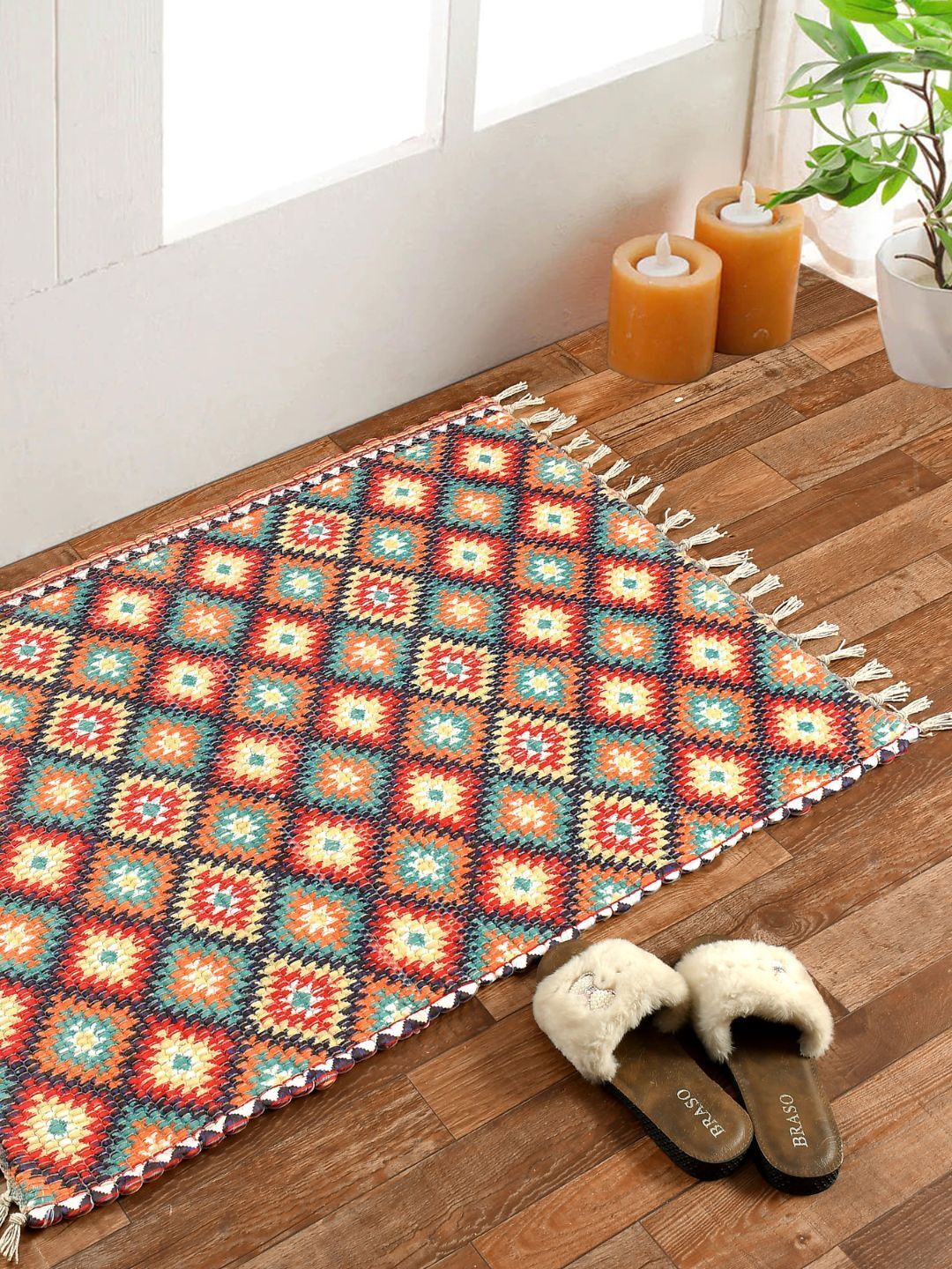 Multicolor Polyester Dhurrie-image-1