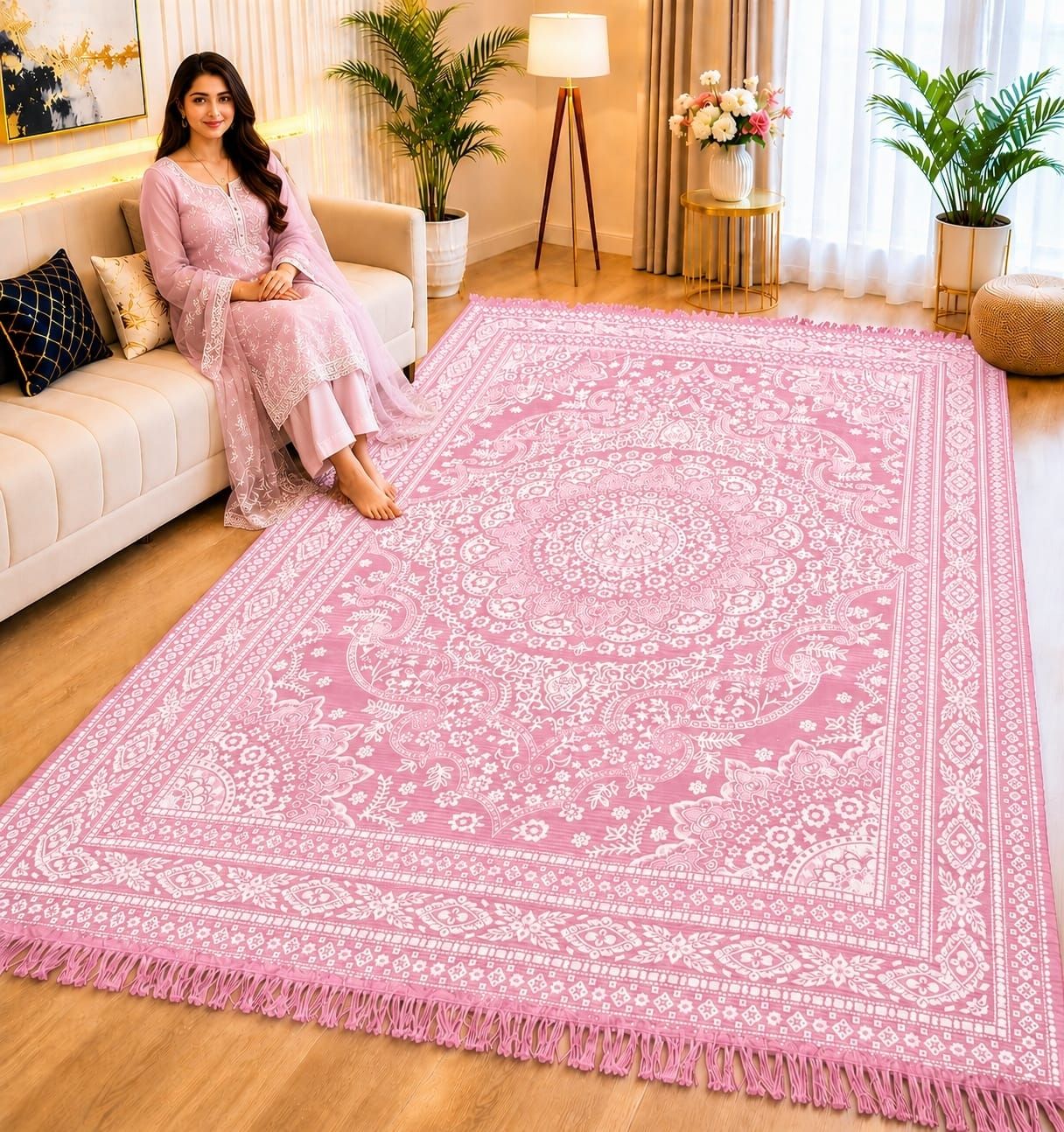 sudha enterprises 5 ft X 7 cm Cotton Carpet-picture-11