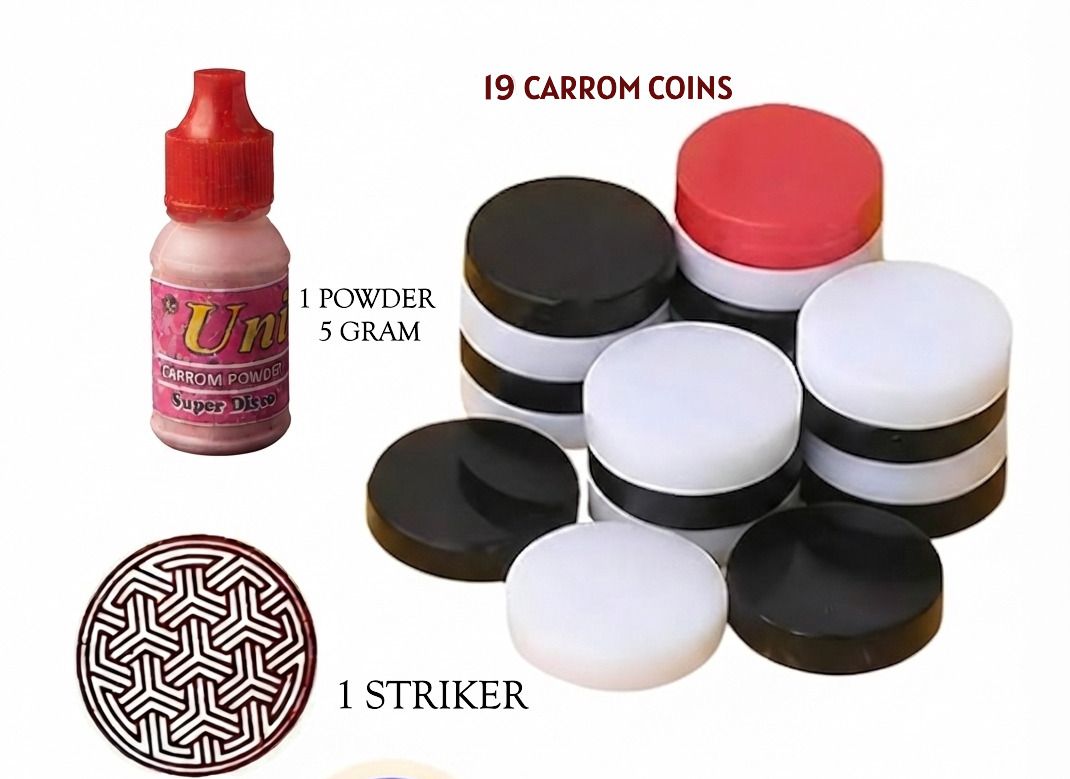 garg enterprises ACRYLIC CARROM PAWNS WITH STRIKER AND POWDER Carrom Pawns-picture-21