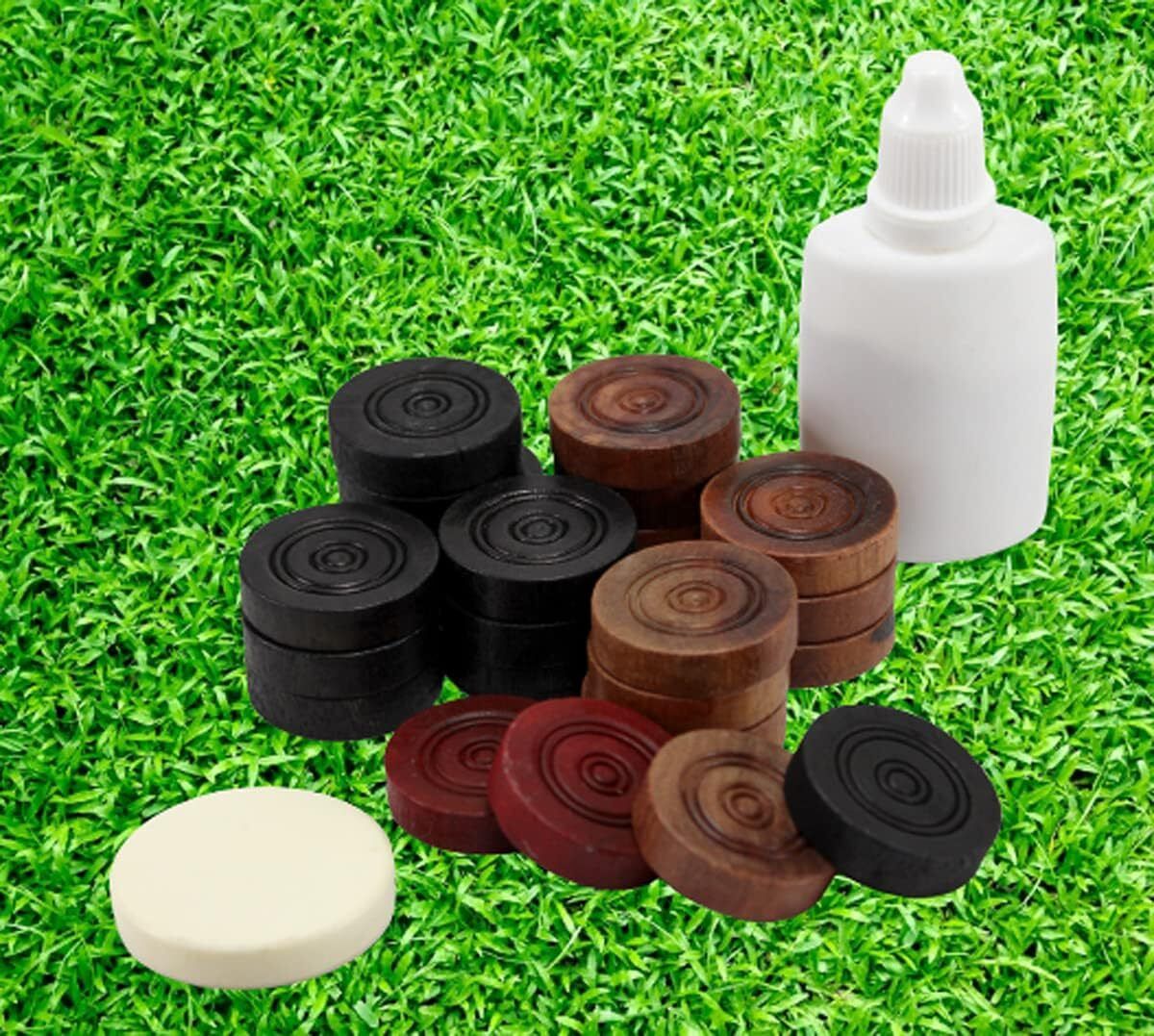 NEW Wooden Carrom Board Coins Striker & Powder - 24 Pieces for ‎6 months and up Carrom Pawns