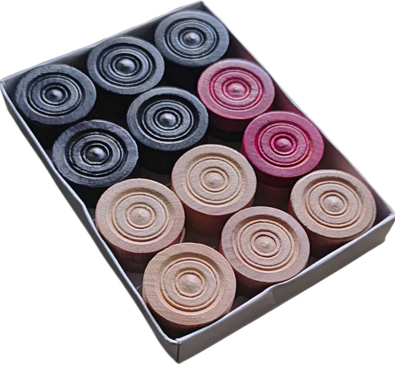 shaad top PRIMUM QUALITY WOODEN COINS WITH STAIKER 1 SET OF( 24 PCS) Carrom Pawns-picture-31