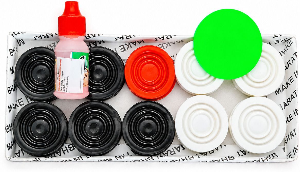 20 Carrom Coins Set with Powder & 1 Striker Stickers | Acrylic Carrom Pawns Carrom Pawns-image-24
