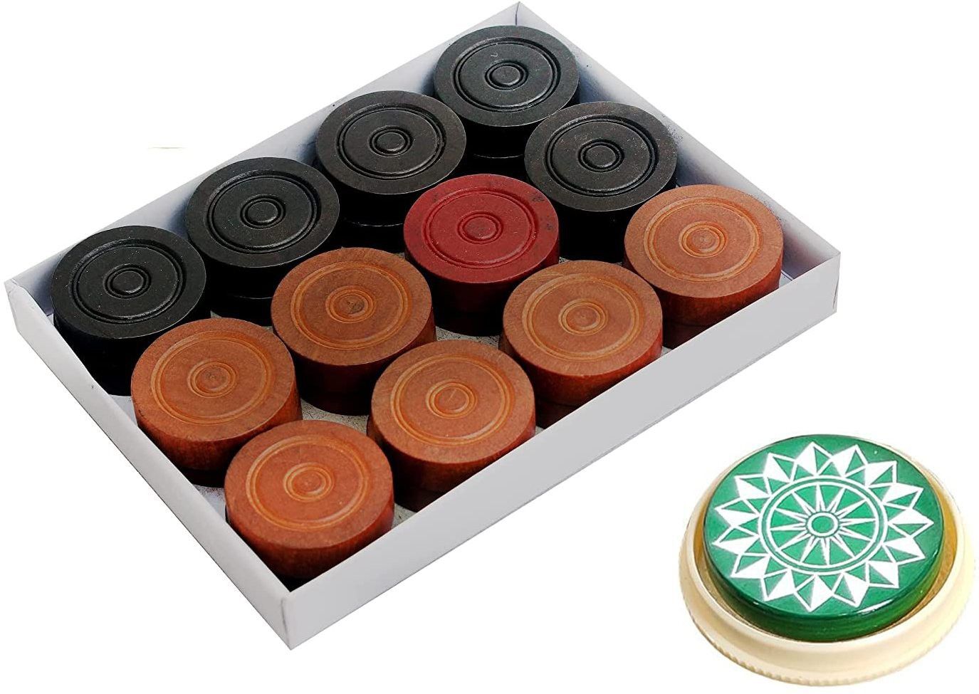 Wooden Brown & Black Extended Wood Carrom Pawns-image-43