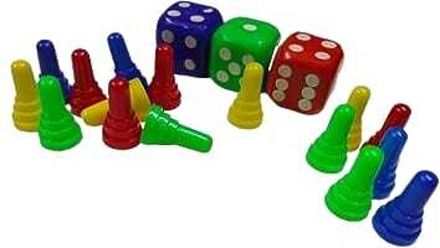 Ludo Dice and Token (Pack of 2) - Multicolor Board Game Accessories Carrom Pawns-image-2