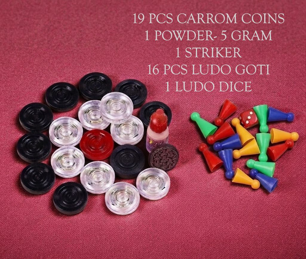 LUDO GOTI SET AND CARROM PAWNS SET COMBO Carrom Pawns-image-0