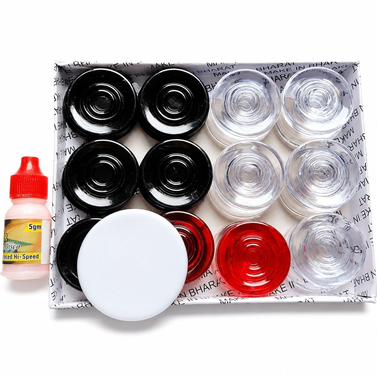 zunaira sports Crystal Carrom Coins Goti with 1 Striker and 1 Powder Carrom Pawns Carrom Pawns-picture-45