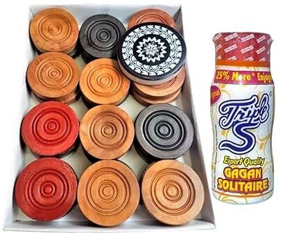playzdict New Combo of 24 Wooden Carrom Coins With SSS 50 g Powder & 8mm Stricker Carrom Pawns-picture-13