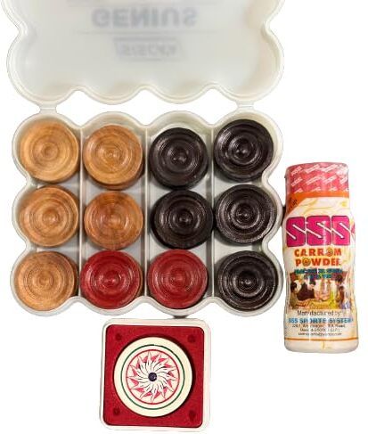 playzdict New Combo Of SSS Carrom Coins 24 And 20 g Carrom Powder Carrom Pawns-picture-10