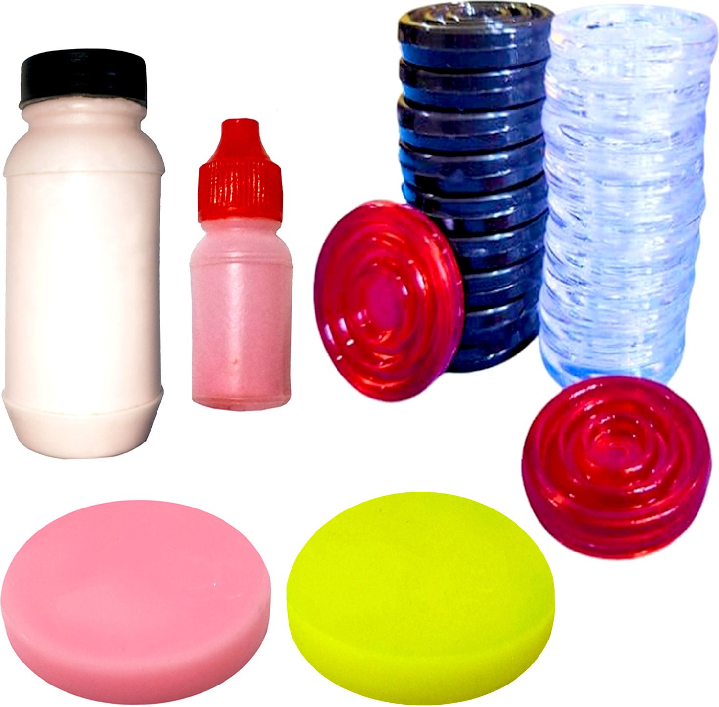 factoryvala Carrom crystal coins with 2 strickers and 2 powder bottles carrom crystal pawns Carrom Pawns-picture-23