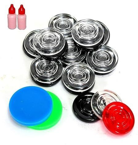 janmesh enterprises Carrom Board Coins in Box - 20 Pcs with 2 Strikers &2 Bottle Disco Powder Carrom Pawns-picture-3